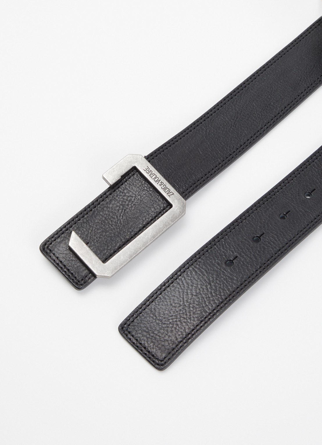 Zadig&Voltaire La Reversible riem van leer - detail zwart