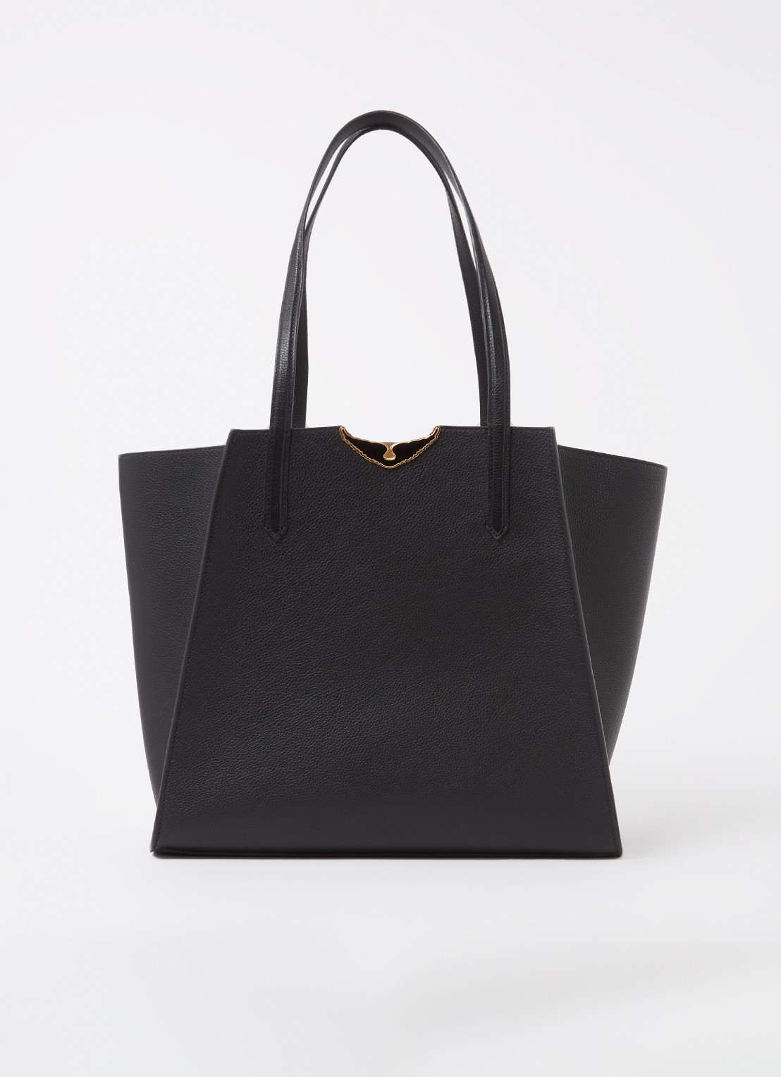 Zadig&Voltaire Le Borderline schoudertas van leer - voorkant diepzwart