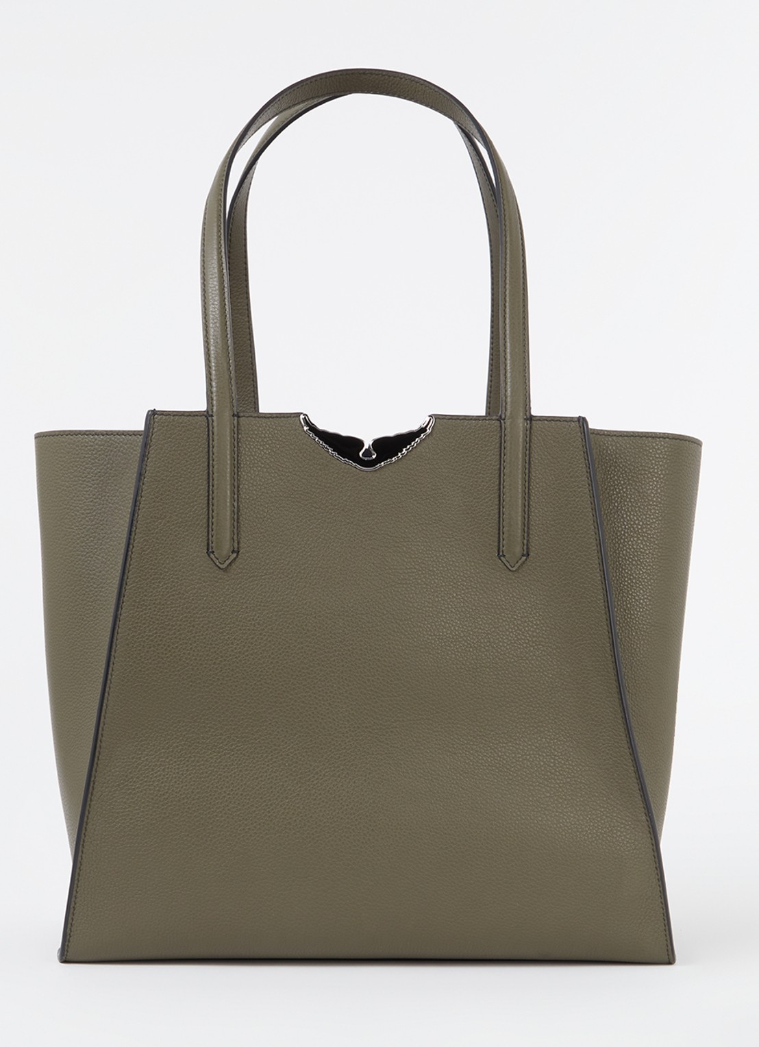 Zadig&Voltaire Le Borderline schoudertas van leer - voorkant 3 bronsgroen