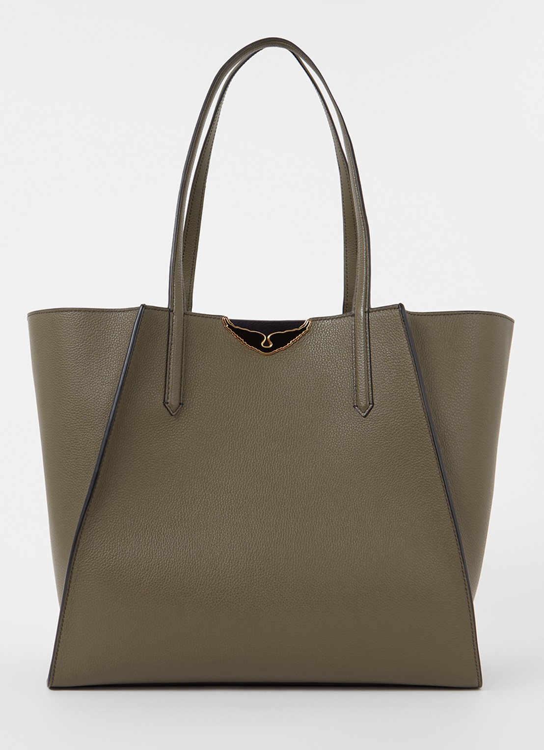Zadig&Voltaire Le Borderline schoudertas van leer - voorkant 3 olijfgroen