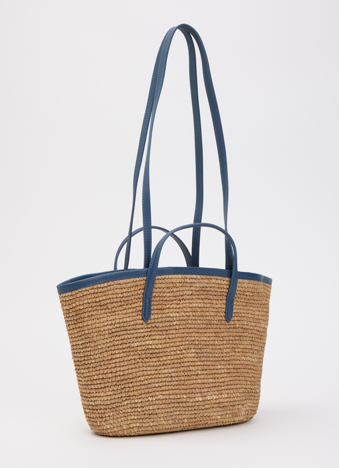 Zadig&Voltaire Le mini wings van raffia met leren details - achterkant blauw