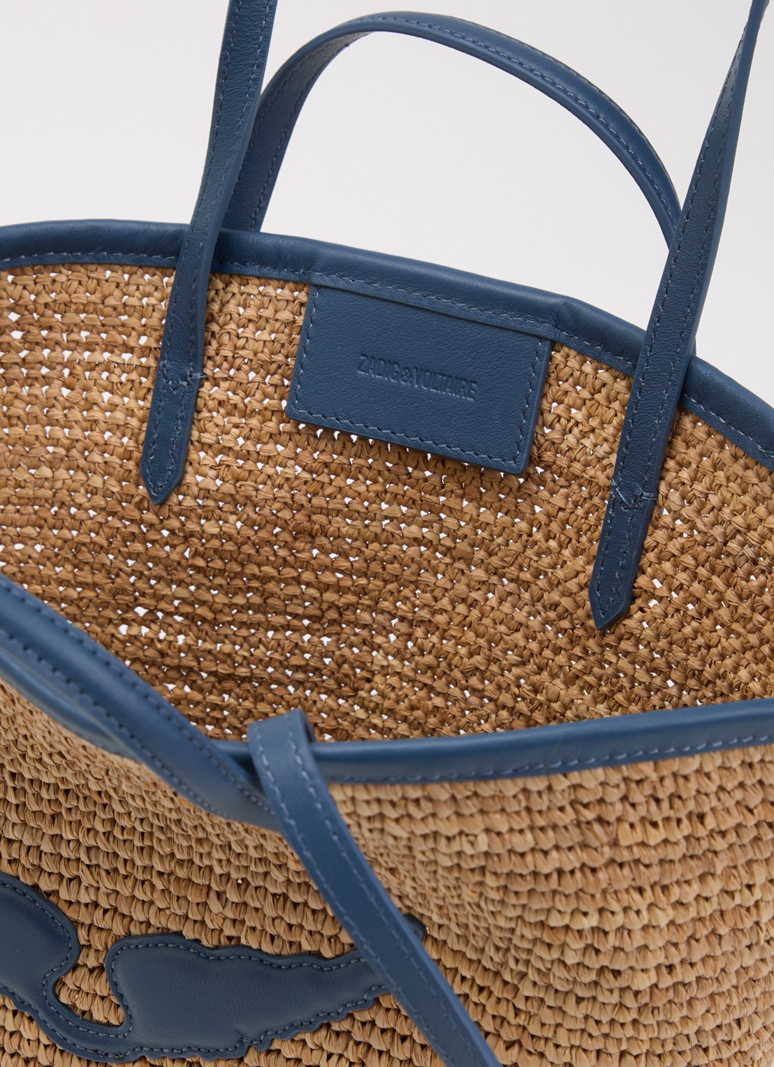 Zadig&Voltaire Le mini wings van raffia met leren details - detail 3 blauw