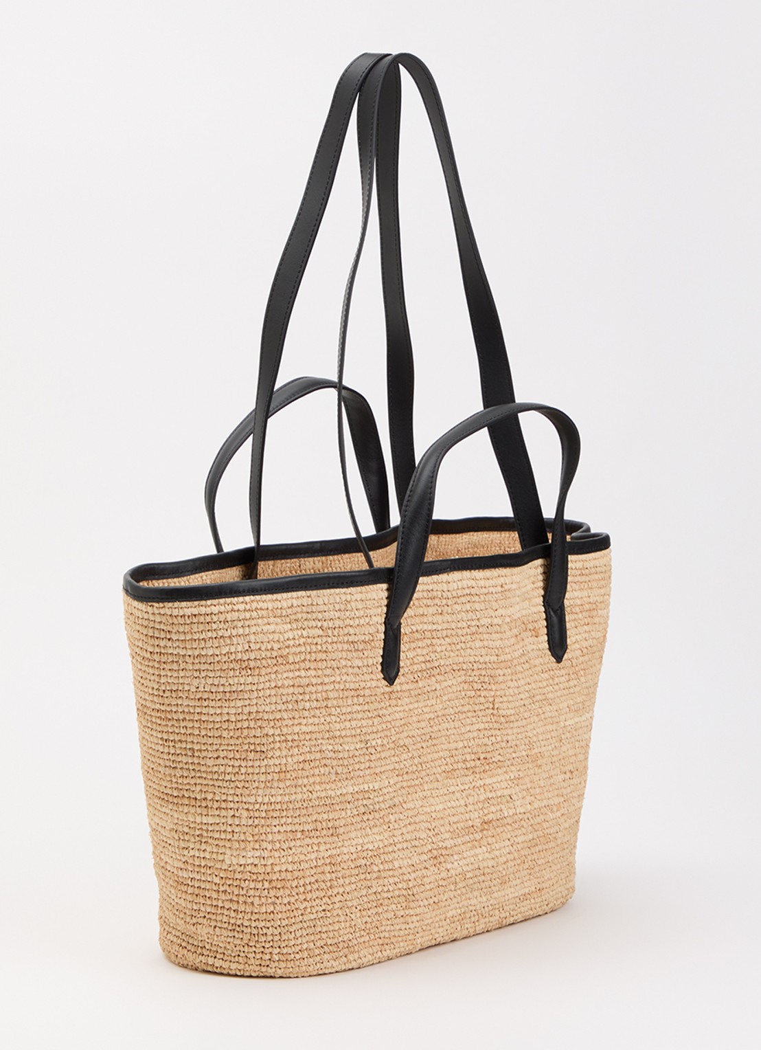 Zadig&Voltaire Le wings panier schoudertas van raffia met logo  - achterkant zwart