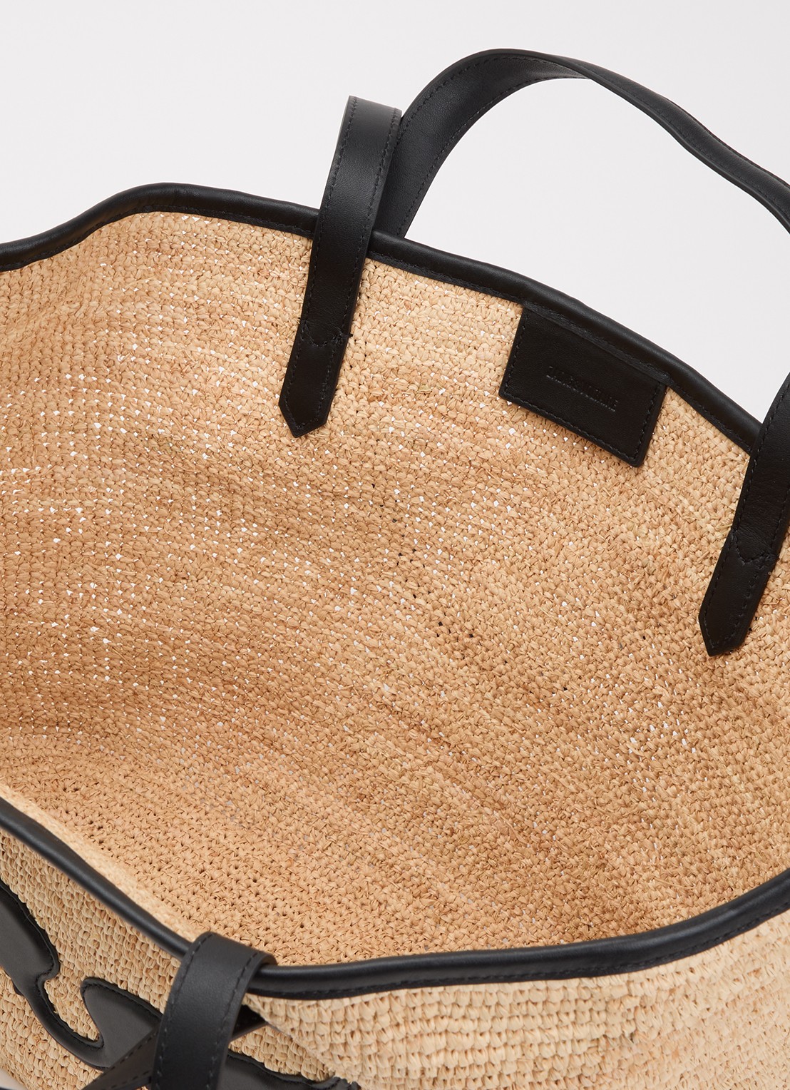 Zadig&Voltaire Le wings panier schoudertas van raffia met logo  - detail 2 zwart
