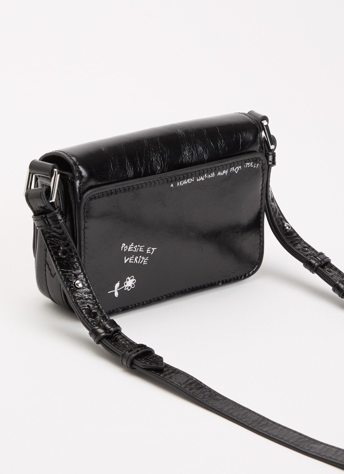 Zadig&Voltaire Le Zazi Vintage Graffiti crossbodytas van leer  - achterkant 4 zwart
