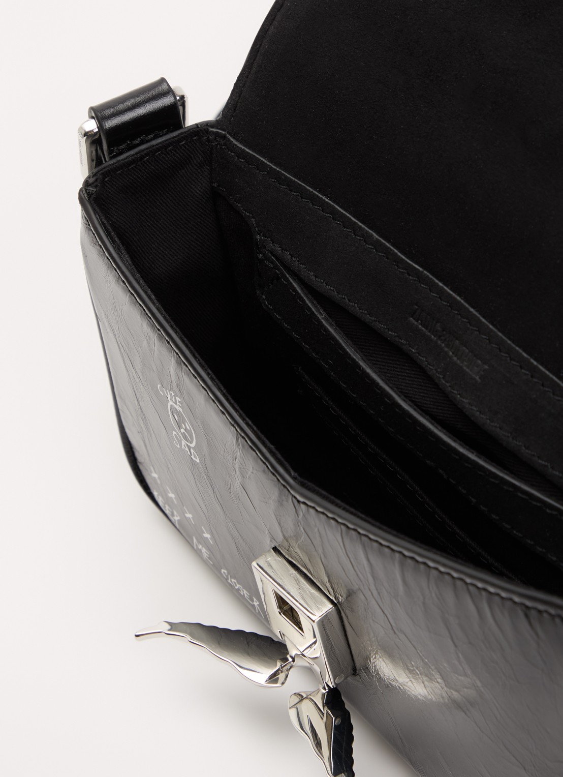 Zadig&Voltaire Le Zazi Vintage Graffiti crossbodytas van leer  - detail zwart