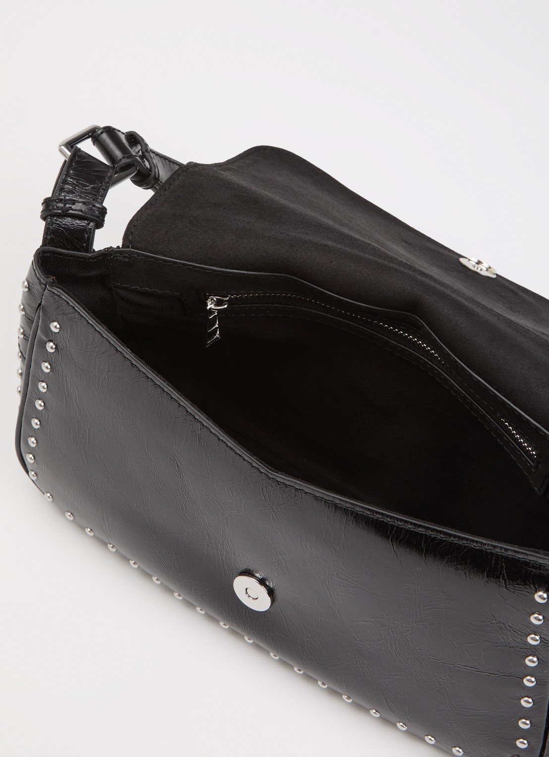 Zadig&Voltaire Le Zouzou Vintage schoudertas van leer met studs - detail 2 zwart