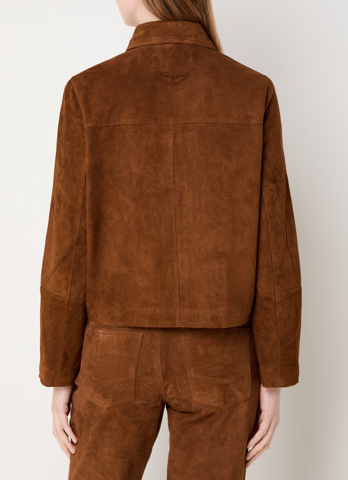 Zadig&Voltaire Lessa jack van geitensuède met steekzakken - achterkant 3 cognac