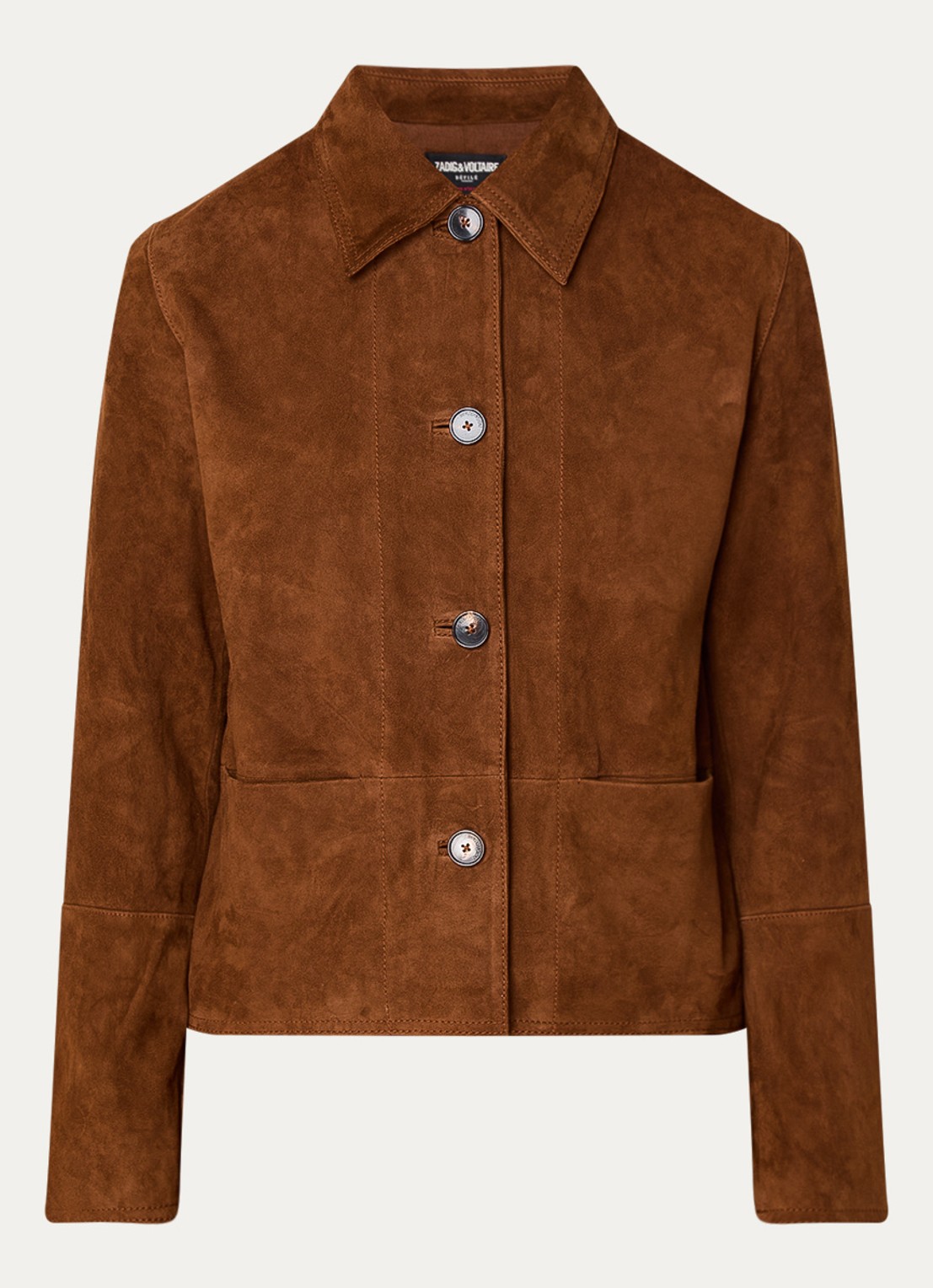 Zadig&Voltaire Lessa jack van geitensuède met steekzakken - voorkant cognac