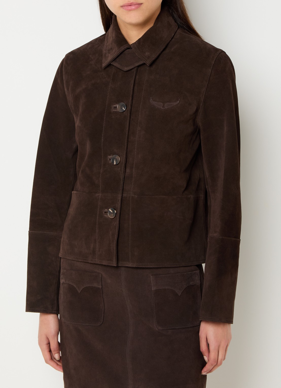 Zadig&Voltaire Lessa jack van suède - detail 4 donkerbruin