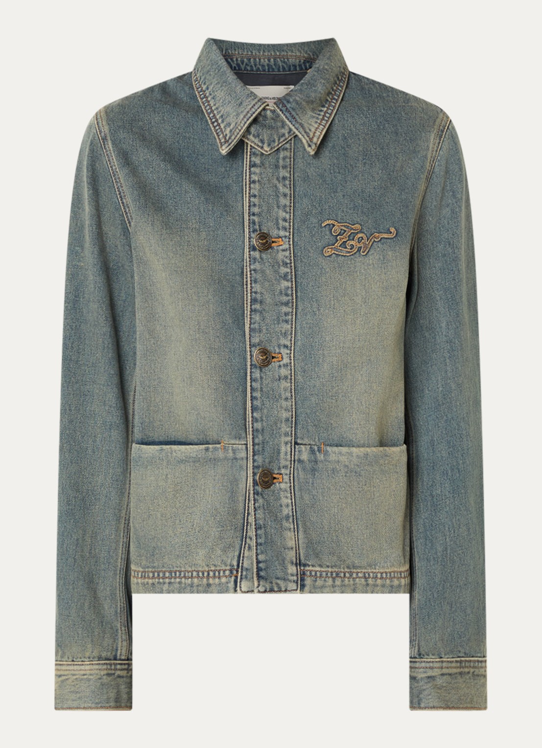 Zadig&Voltaire Lessa spijkerjas met logoborduring - voorkant 3 indigo