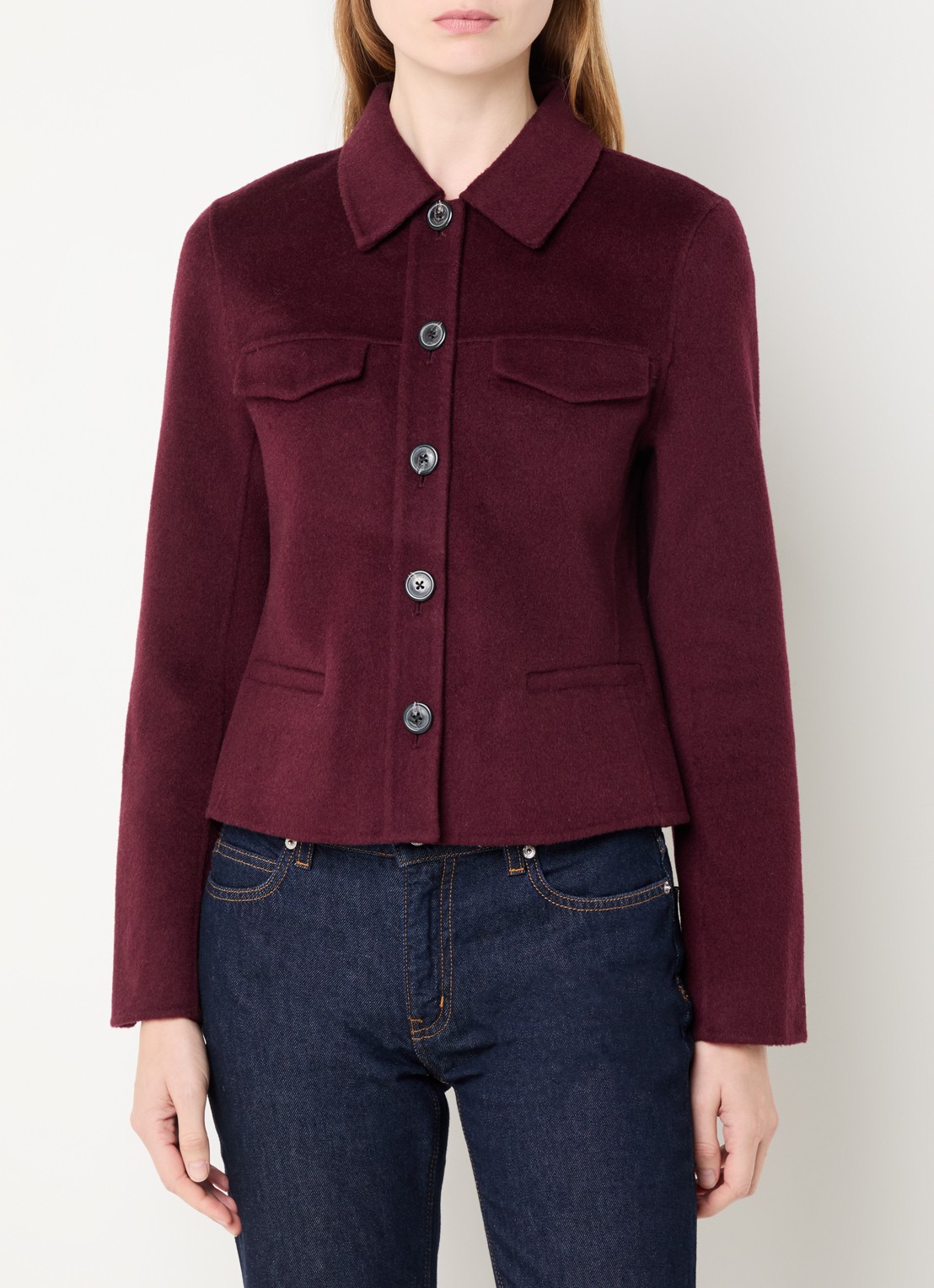 Zadig&Voltaire Liam jack in wolblend met borstzakken - detail 4 bordeauxrood