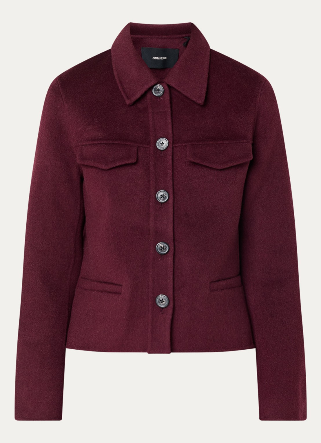 Zadig&Voltaire Liam jack in wolblend met borstzakken - voorkant bordeauxrood