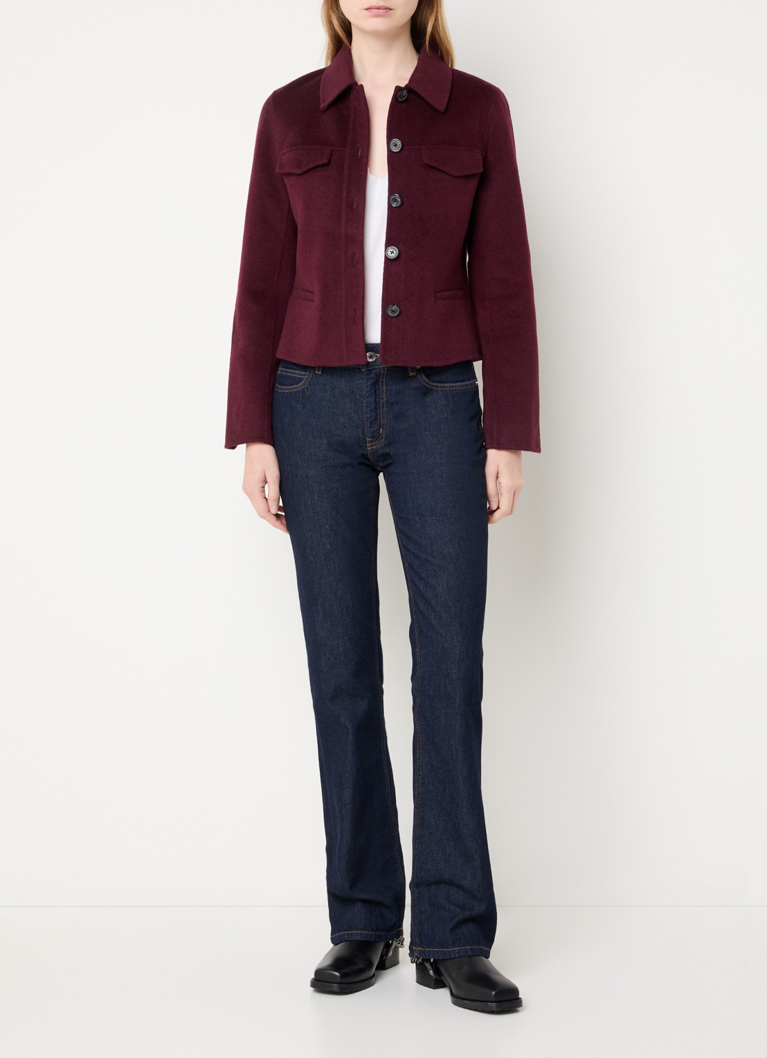 Zadig&Voltaire Liam jack in wolblend met borstzakken - voorkant 2 bordeauxrood
