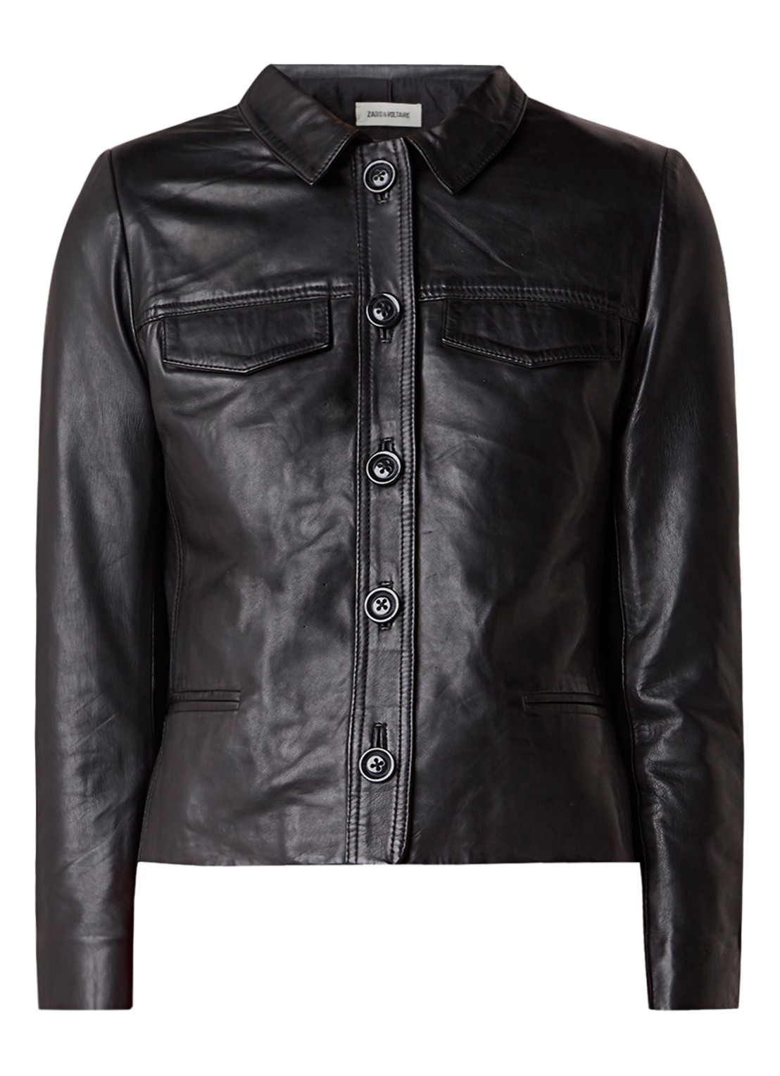 Zadig&Voltaire Liam kort jack van lamsleer  - voorkant 3 zwart