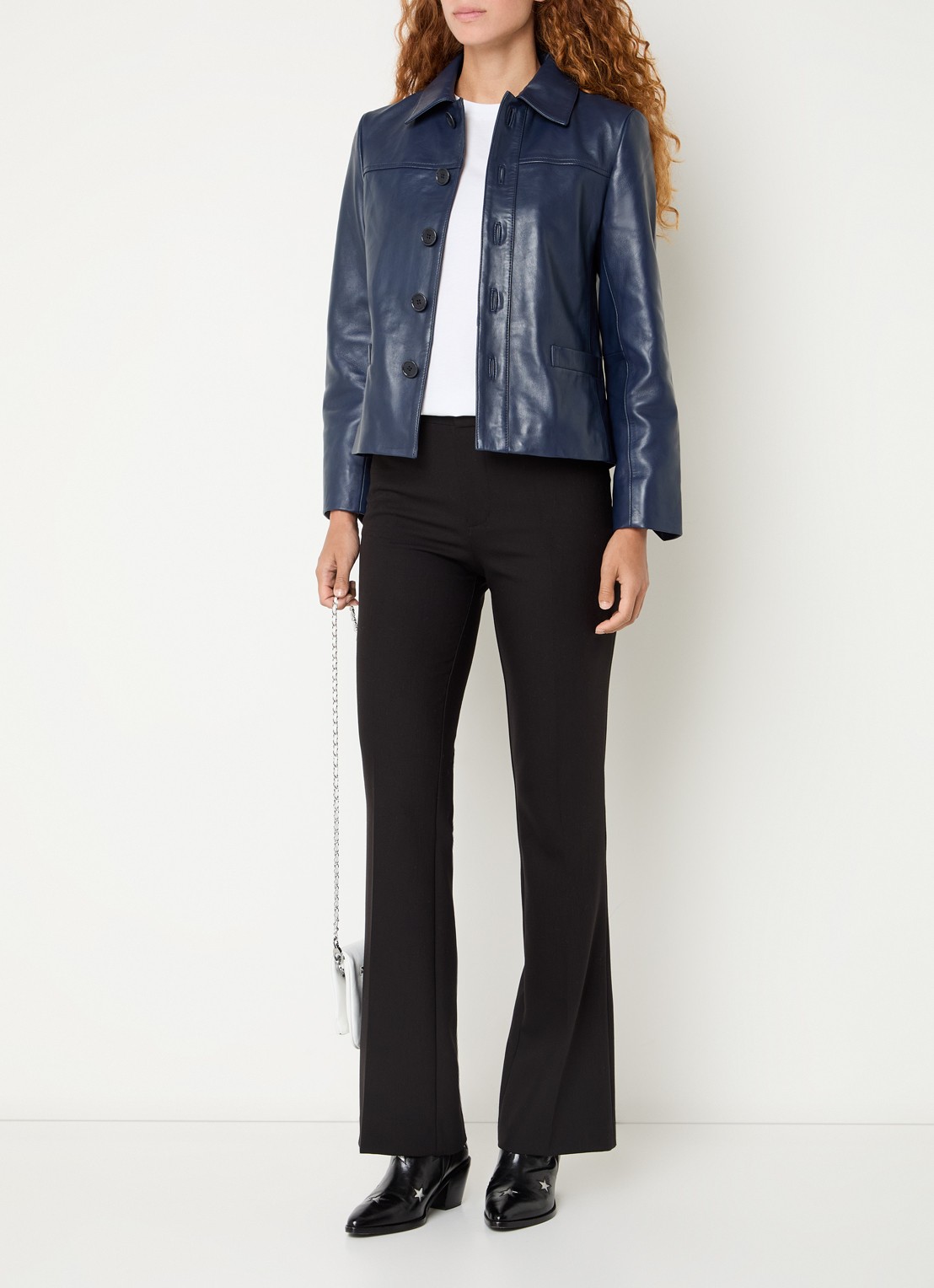Zadig&Voltaire Liamys jack van lamsleer met logo - voorkant 4 blauw