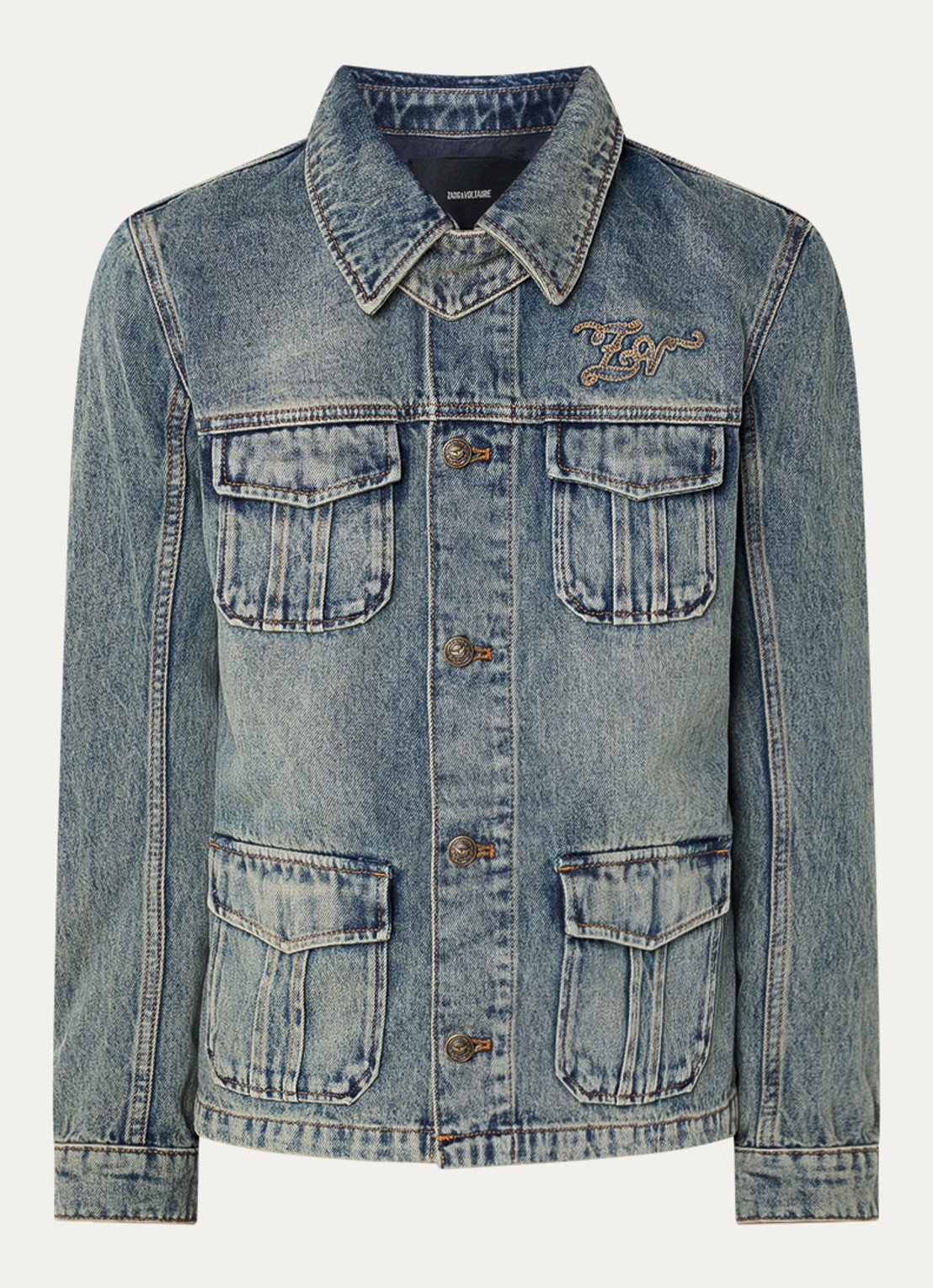 Zadig&Voltaire Lienna spijkerjas met logoborduring - voorkant indigo
