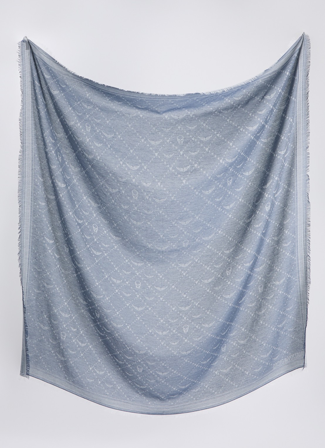 Zadig&Voltaire Liz sjaal met logoprint 135 x 135 cm - detail indigo