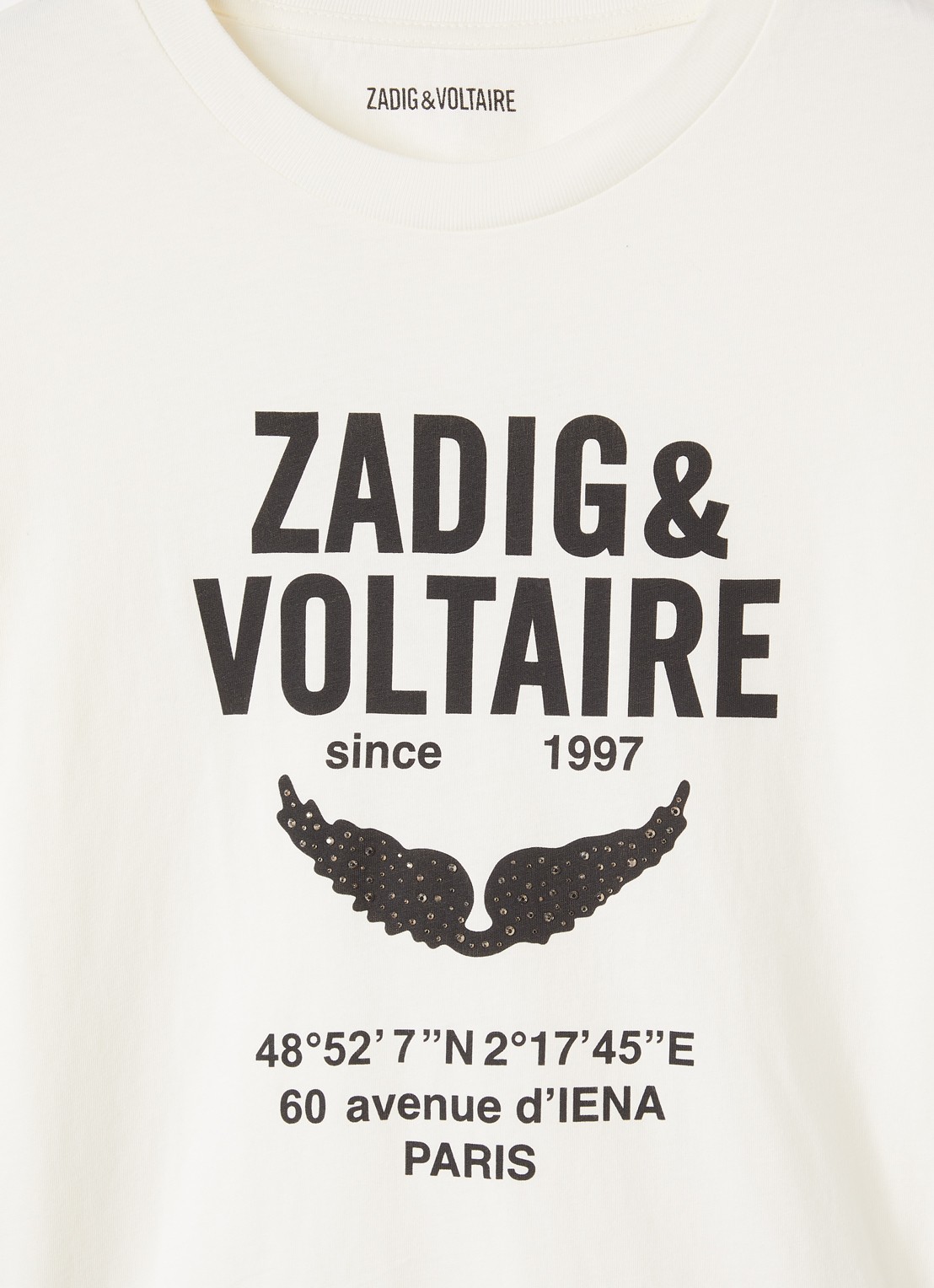 Zadig&Voltaire Longsleeve met logoprint en strass - detail gebroken wit