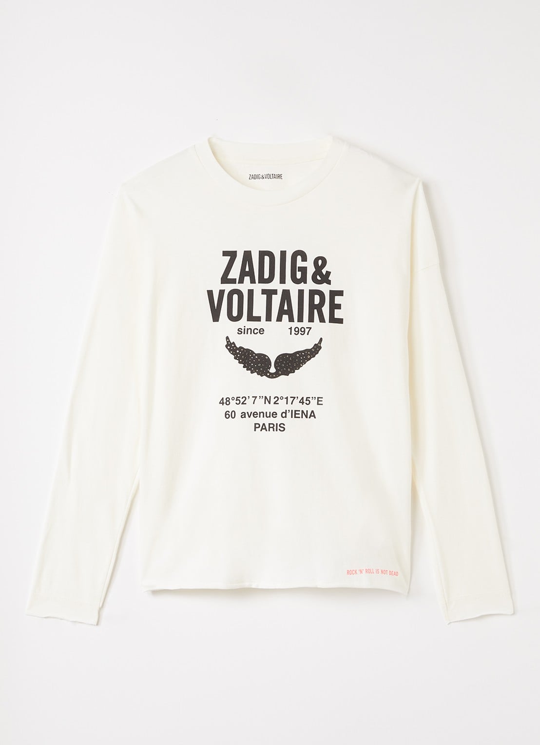 Zadig&Voltaire Longsleeve met logoprint en strass - voorkant 2 gebroken wit