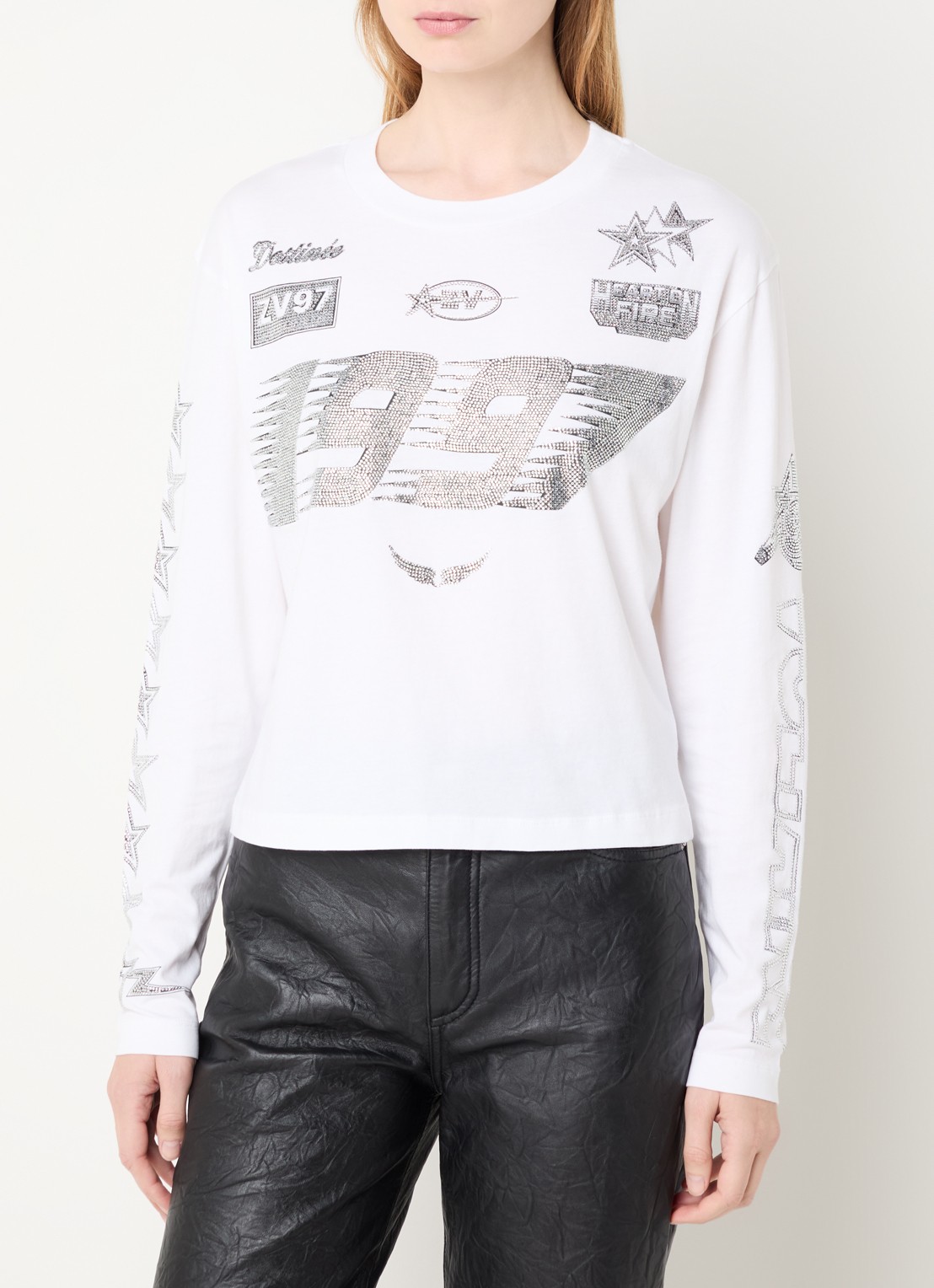 Zadig&Voltaire Longsleeve met strass - detail 4 wit