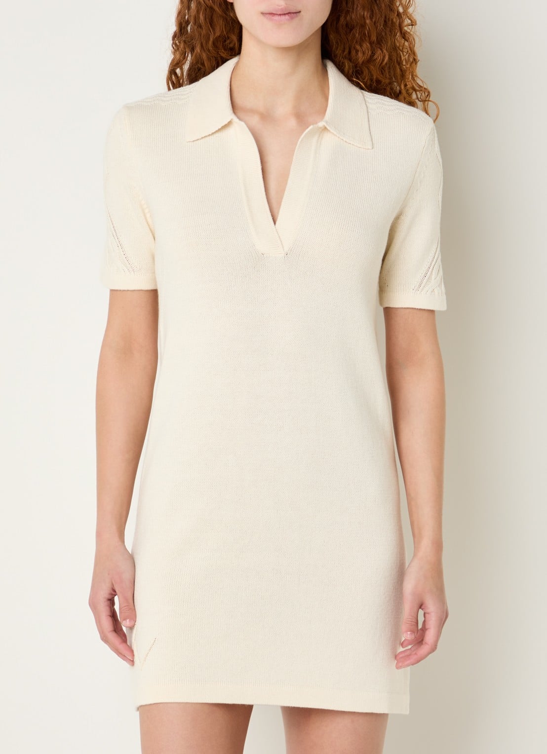 Zadig&Voltaire Lulu grofgebreide mini jurk in merino wolblend - detail 4 beige