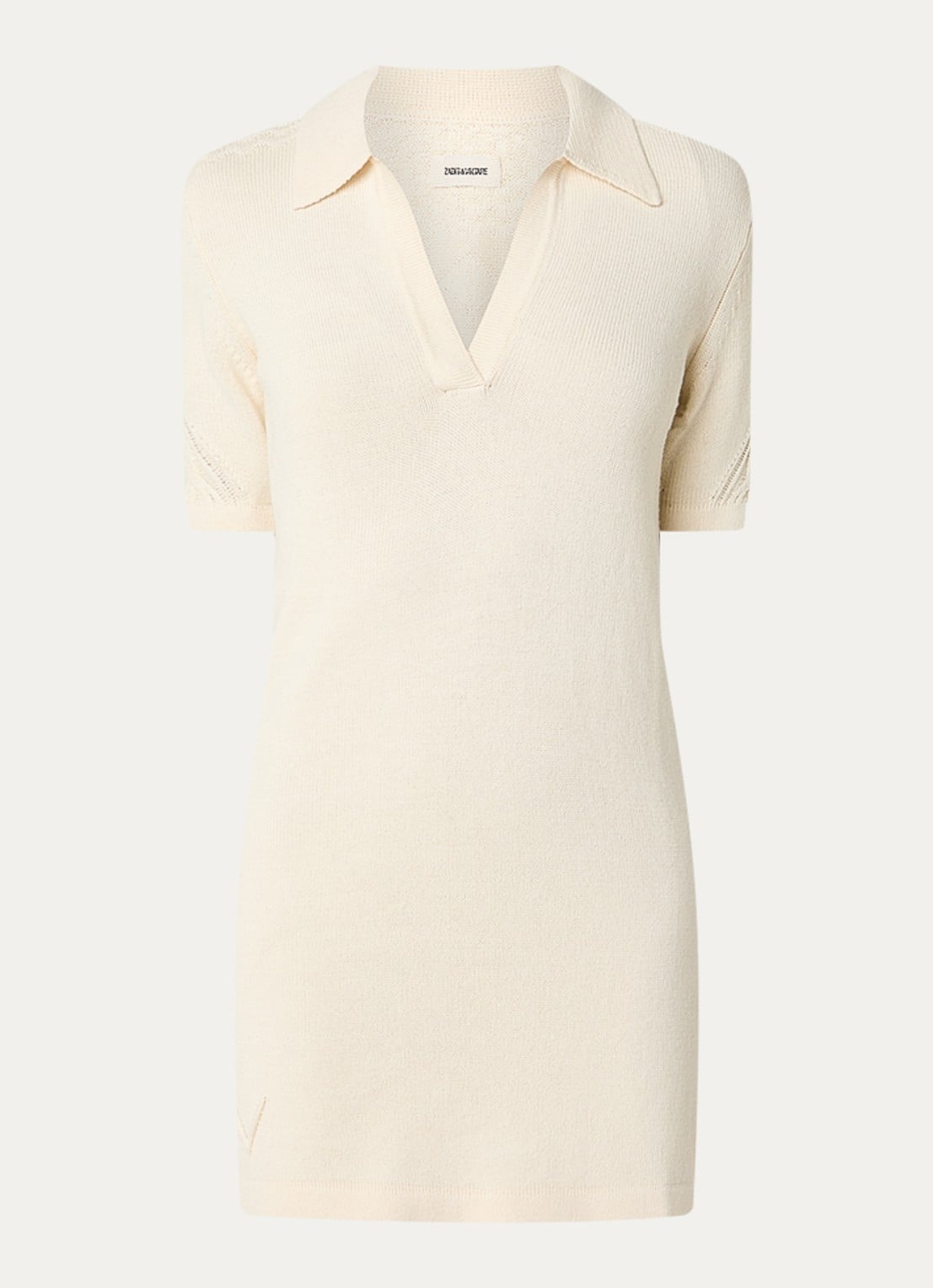 Zadig&Voltaire Lulu grofgebreide mini jurk in merino wolblend - voorkant 2 beige