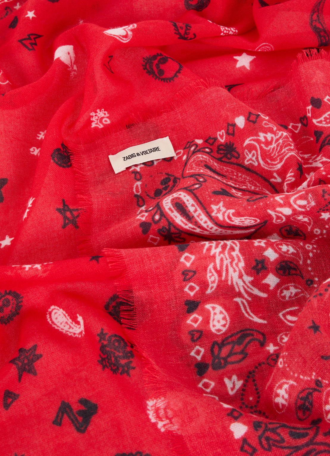 Zadig&Voltaire Maddie sjaal met paisley dessin 120 x 120 cm - detail 2 rood