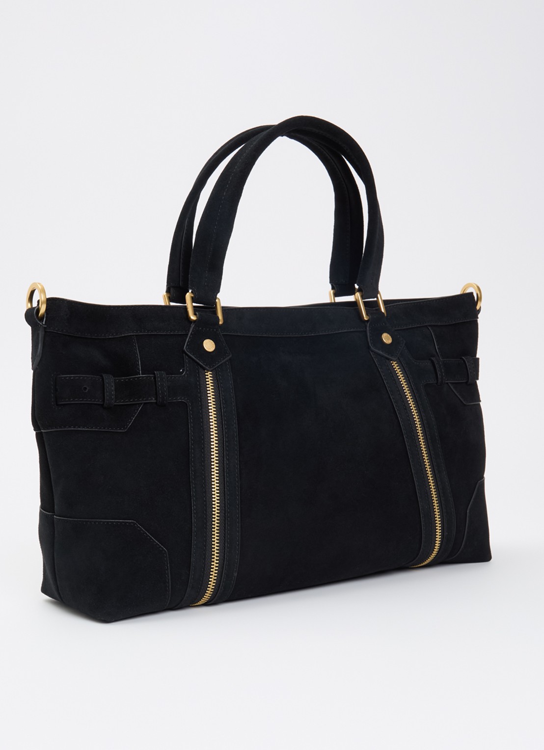 Zadig&Voltaire Madison Medium schoudertas van suède met afneembare schouderriem - achterkant 4 zwart
