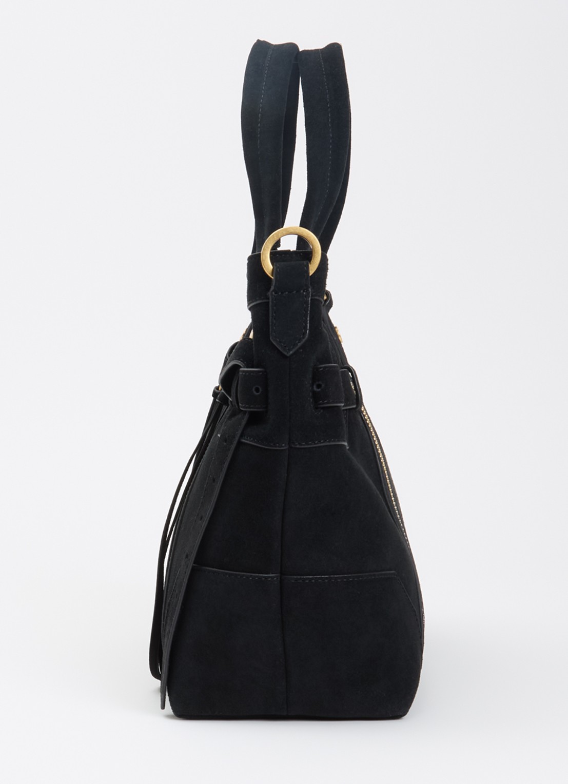 Zadig&Voltaire Madison Medium schoudertas van suède met afneembare schouderriem - detail 2 zwart