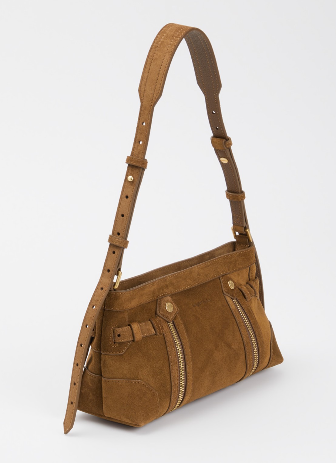 Zadig&Voltaire Madison mini schoudertas van suède - achterkant camel