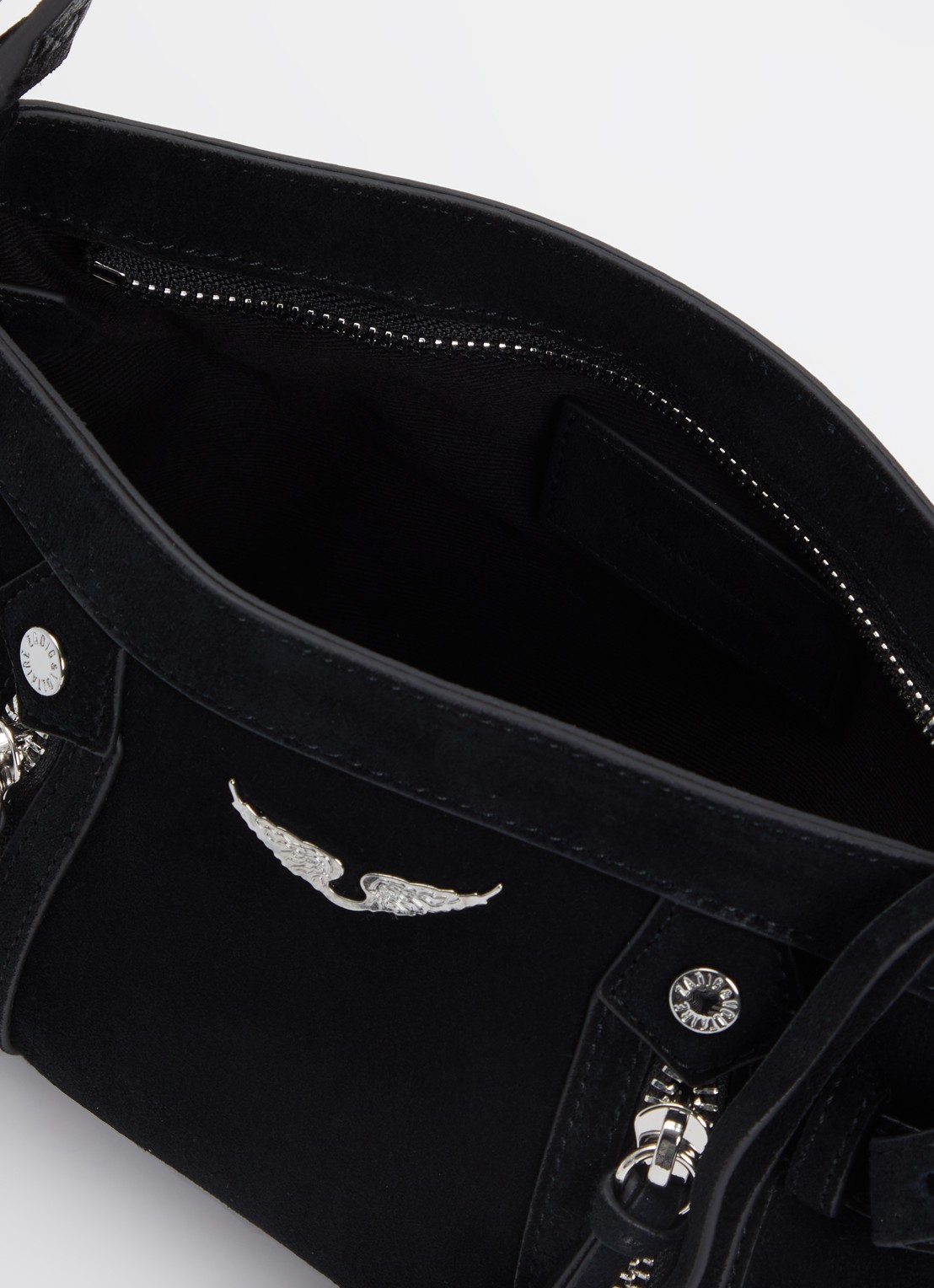 Zadig&Voltaire Madison mini schoudertas van suède - detail 2 zwart