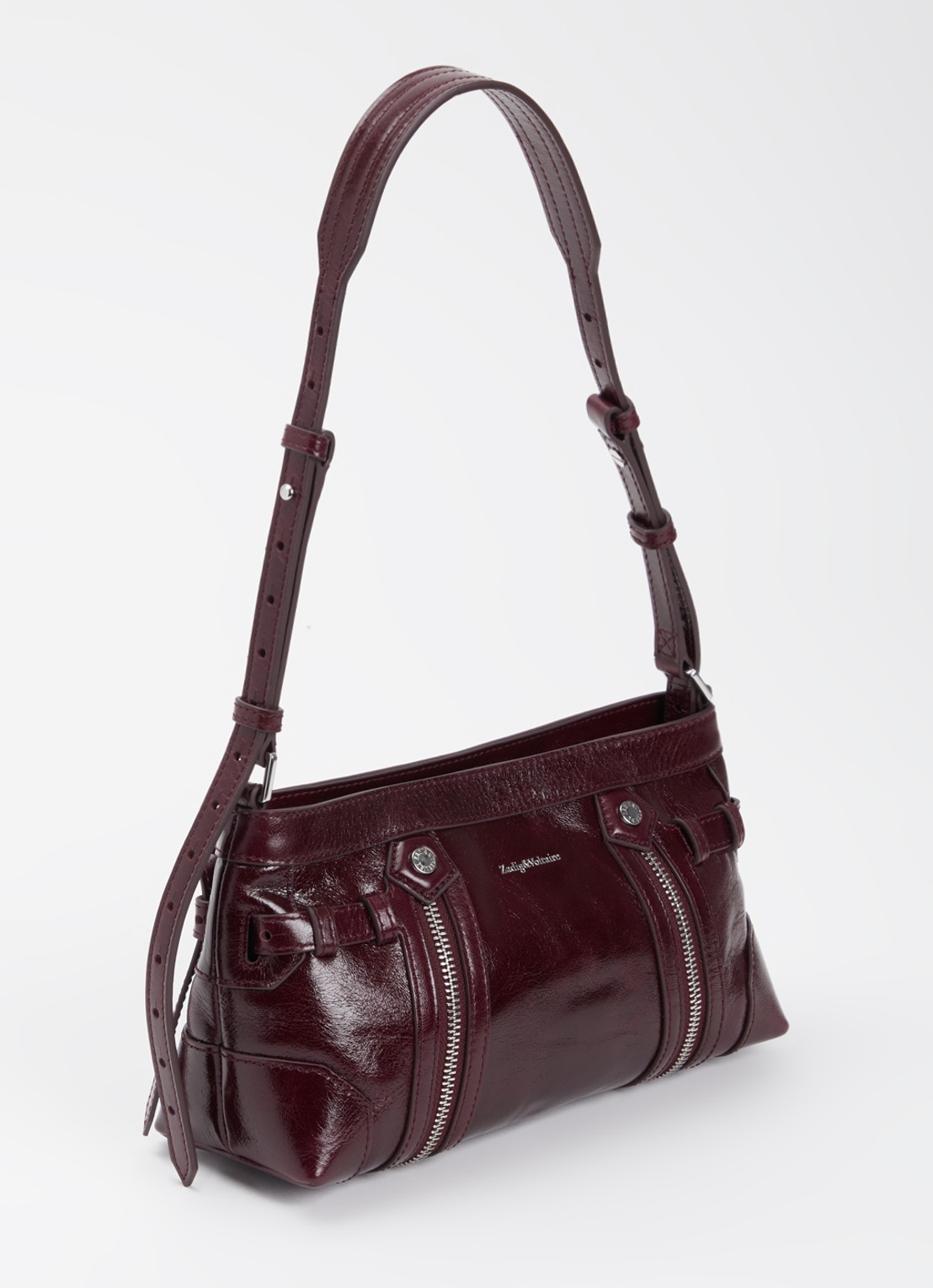 Zadig&Voltaire Madison mini Vintage schoudertas van kalfsleer - achterkant paars