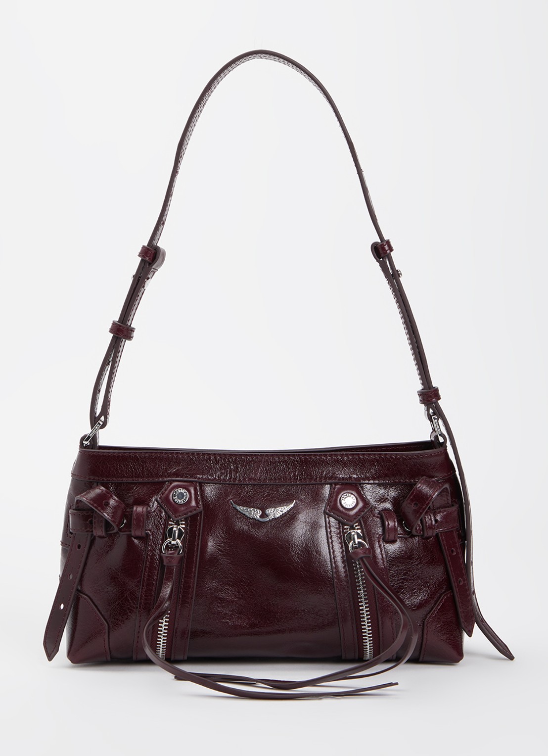 Zadig&Voltaire Madison mini Vintage schoudertas van kalfsleer - voorkant 2 paars