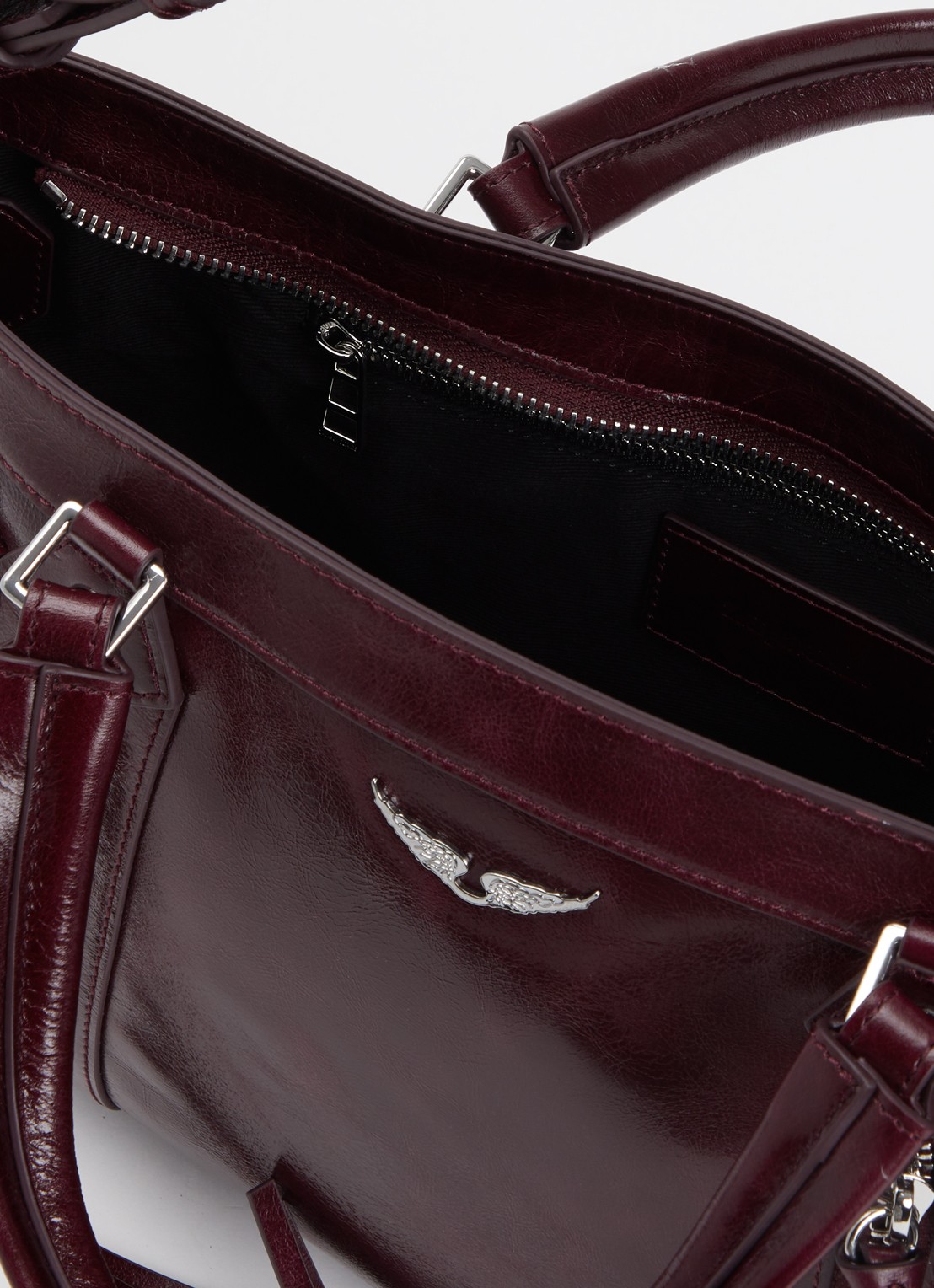 Zadig&Voltaire Madison small schoudertas van kalfsleer met verstelbare schouderriem - detail 3 paars