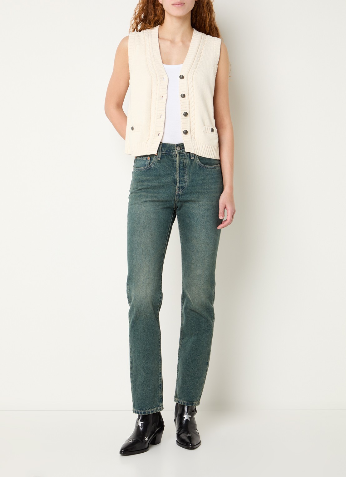 Zadig&Voltaire Mally grofgebreid vest in merino wolblend - voorkant 2 beige