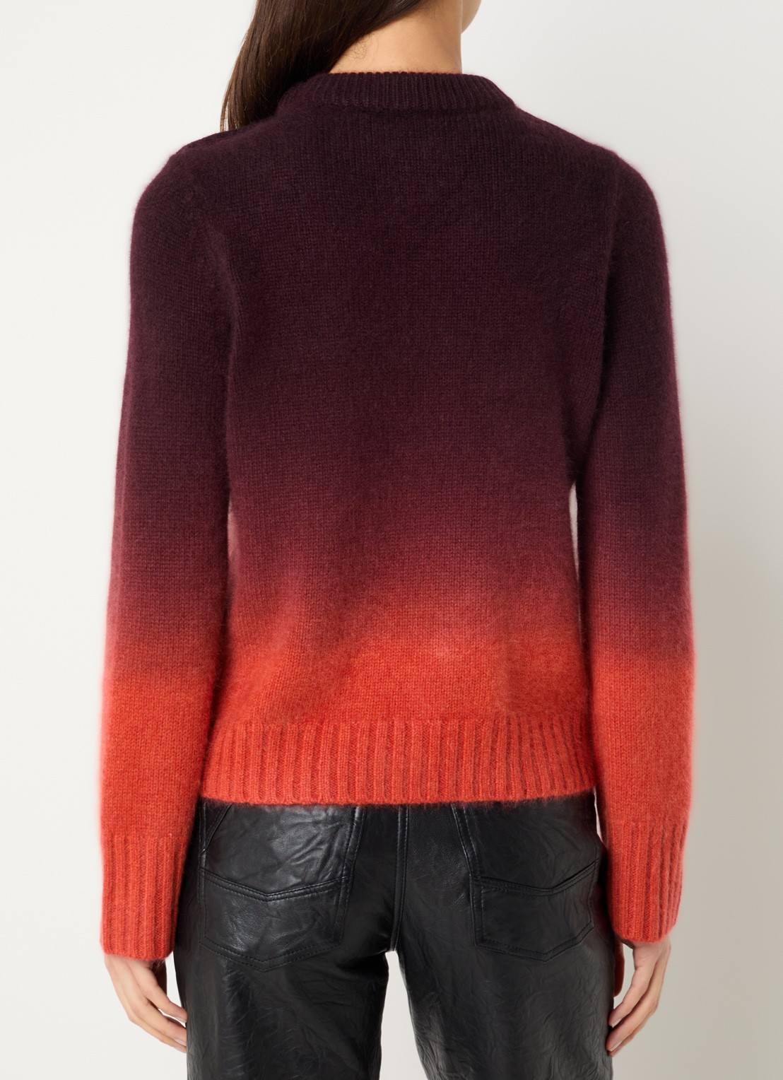 Zadig&Voltaire Malty fijngebreide trui van kasjmier met dip-dye dessin - achterkant donkerrood