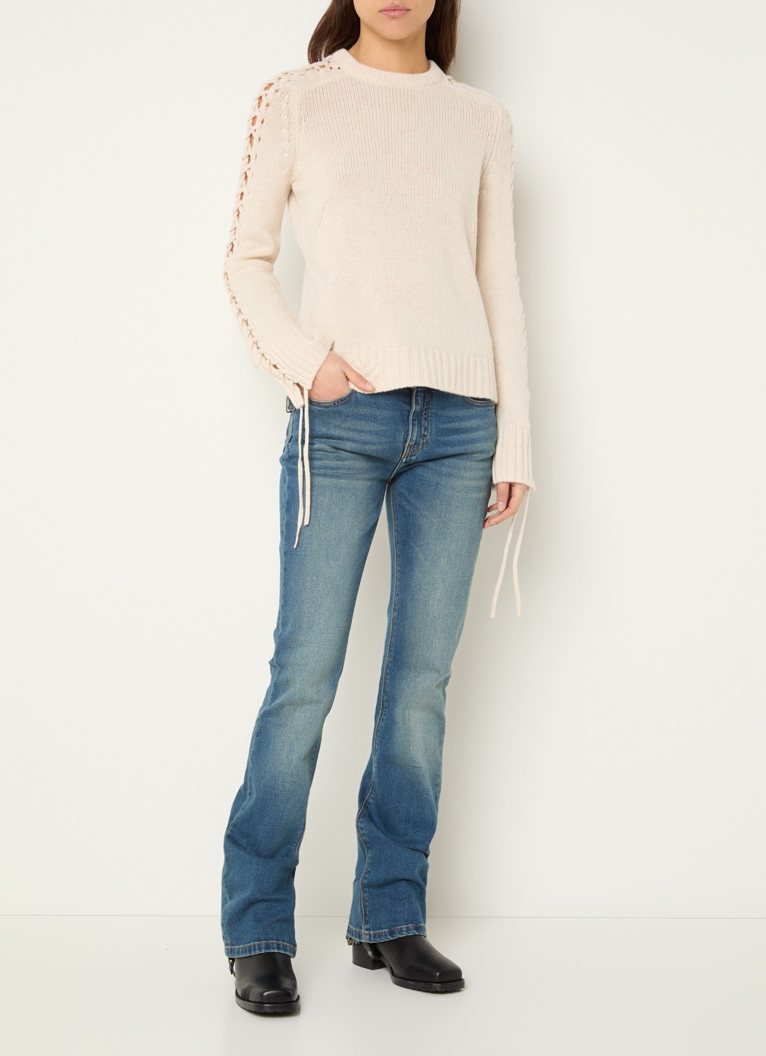 Zadig&Voltaire Malty grofgebreide trui in kasjmierblend  - voorkant 3 creme