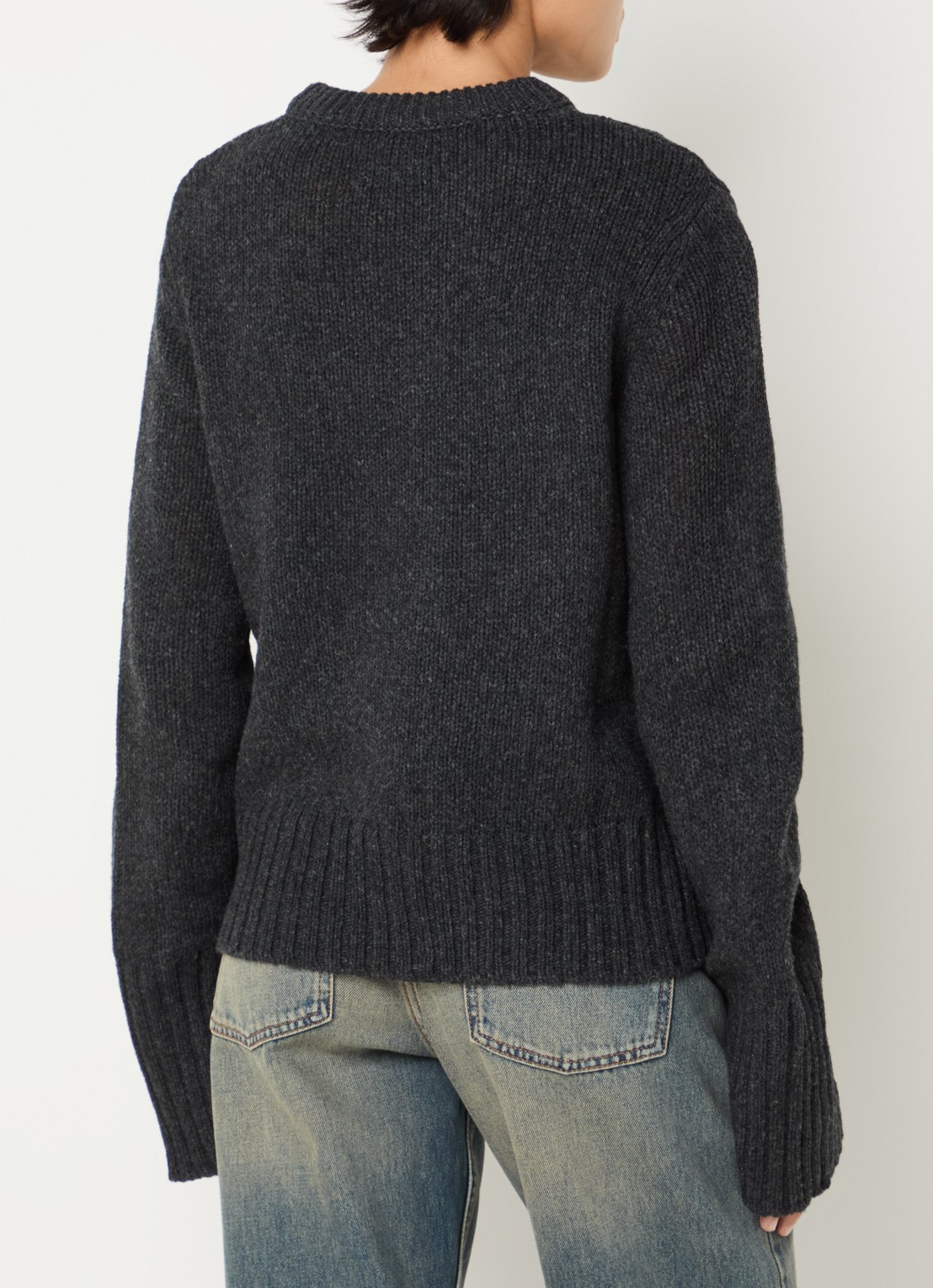 Zadig&Voltaire Malty grofgebreide trui van merino wol met ingebreid patroon - achterkant 2 antraciet