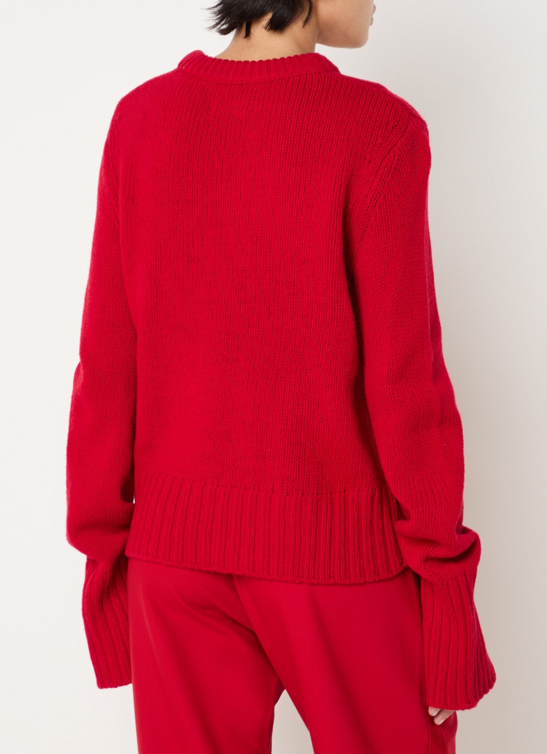 Zadig&Voltaire Malty grofgebreide trui van merino wol met ingebreid patroon - achterkant rood