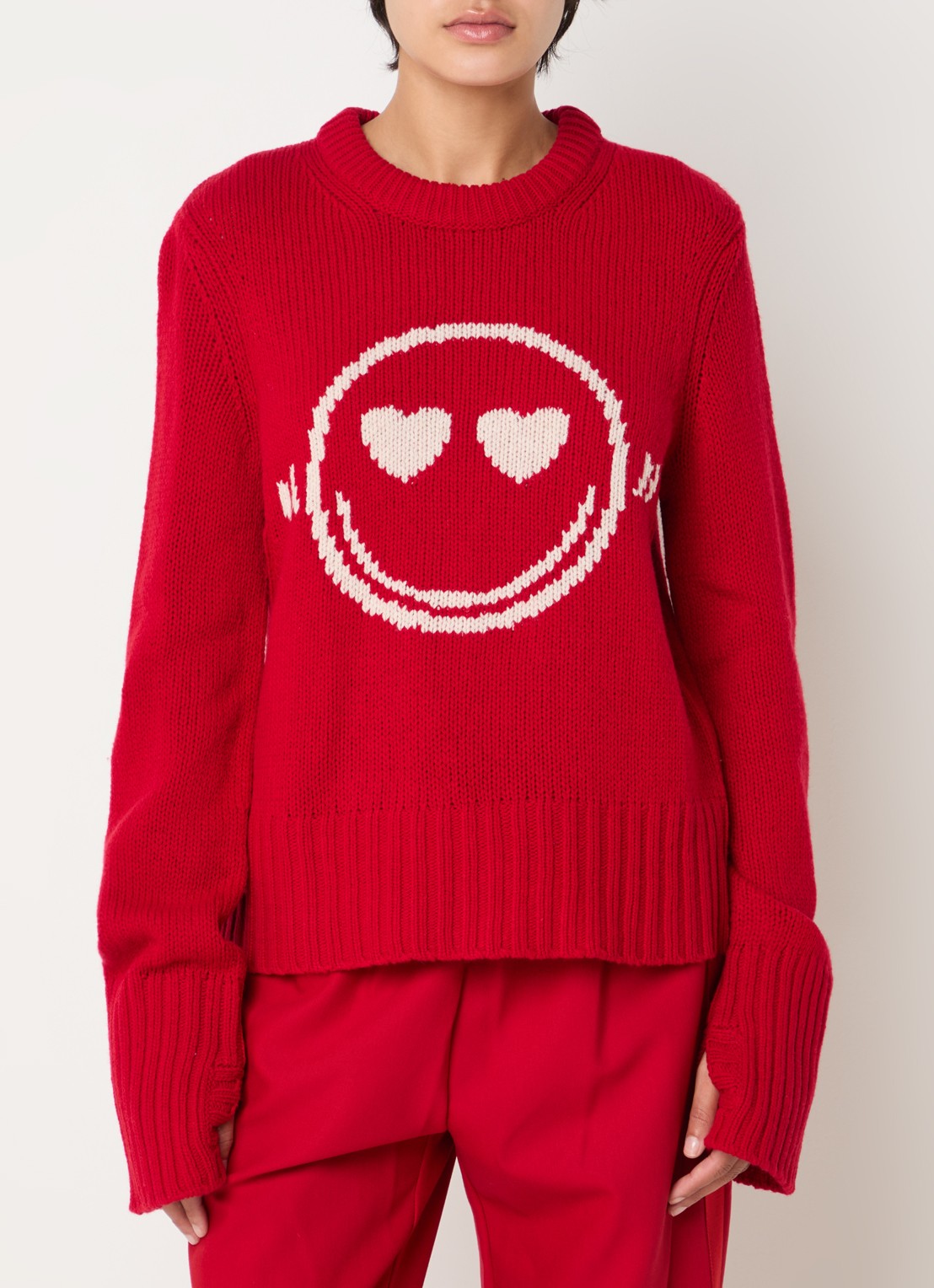 Zadig&Voltaire Malty grofgebreide trui van merino wol met ingebreid patroon - detail 4 rood