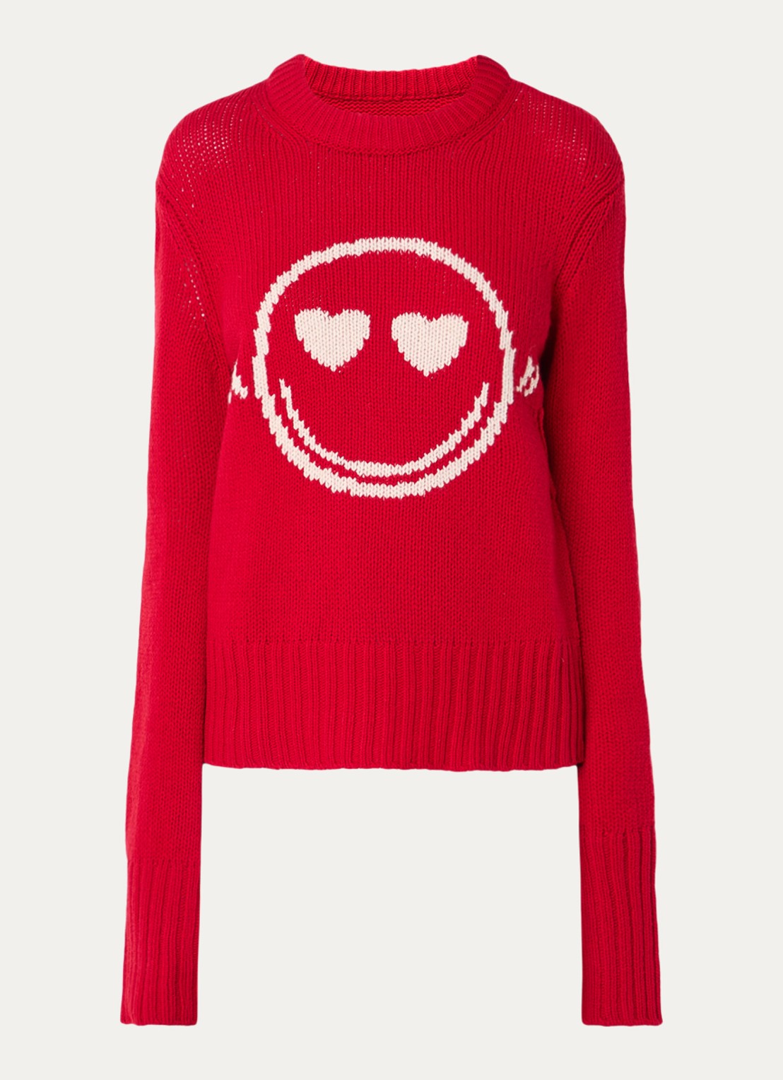 Zadig&Voltaire Malty grofgebreide trui van merino wol met ingebreid patroon - voorkant 2 rood