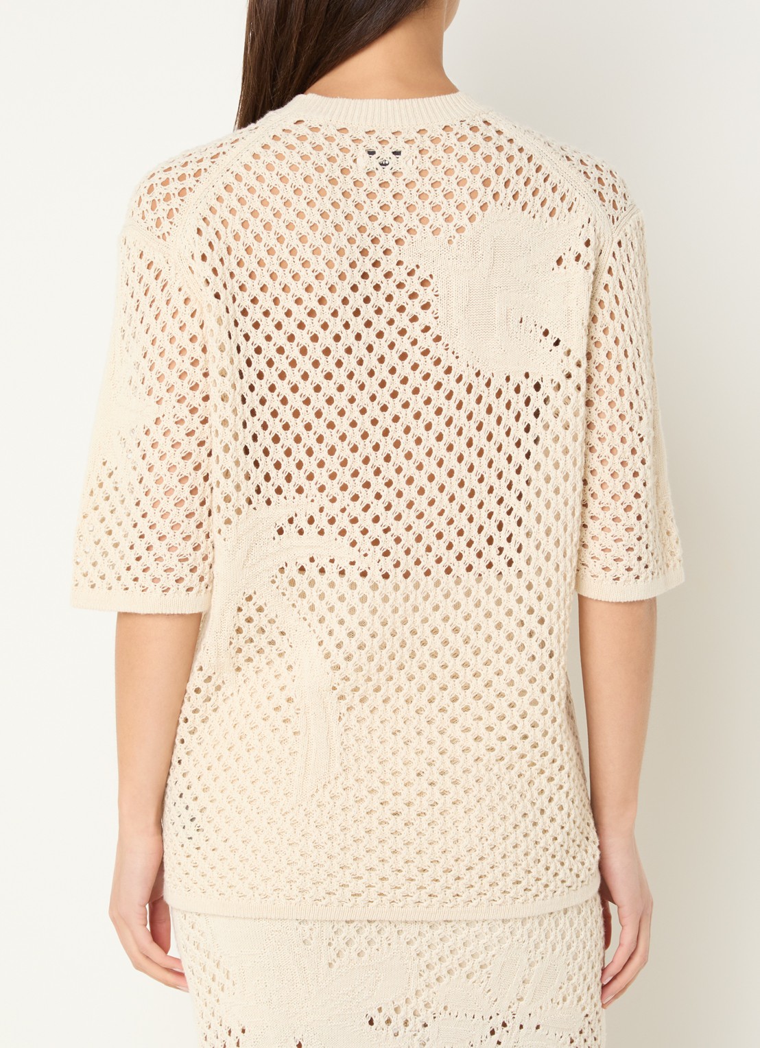 Zadig&Voltaire Malyna grofgebreide top met opengewerkt dessin - achterkant 4 beige