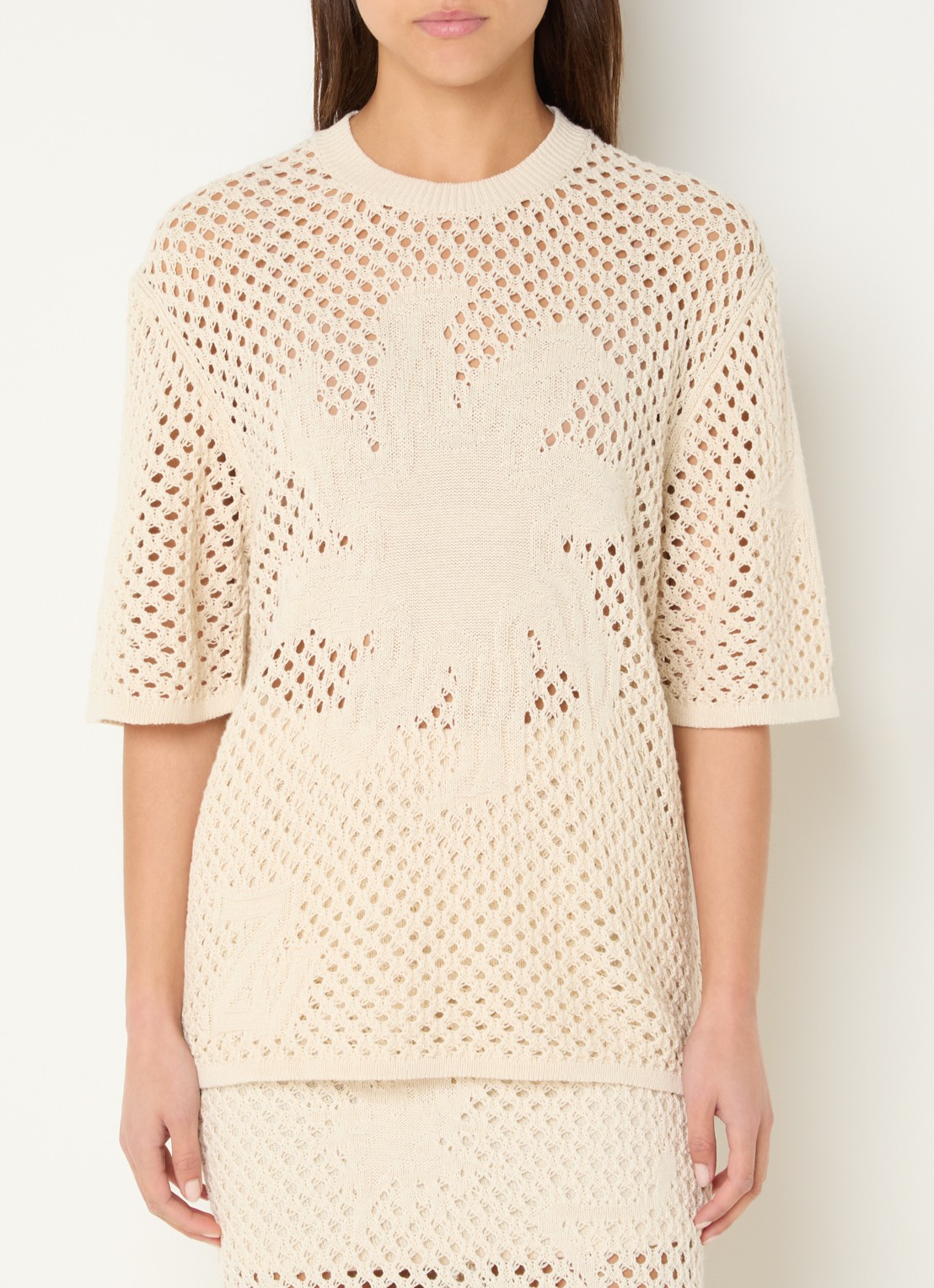 Zadig&Voltaire Malyna grofgebreide top met opengewerkt dessin - detail 3 beige