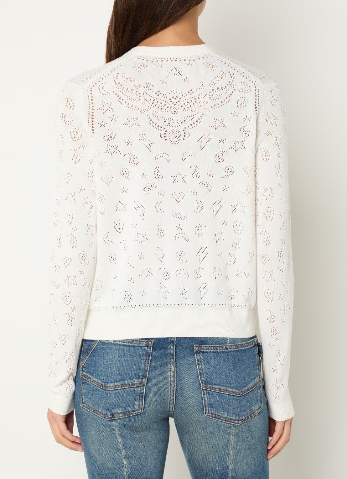 Zadig&Voltaire Manala blouse met opengewerkt dessin - achterkant gebroken wit