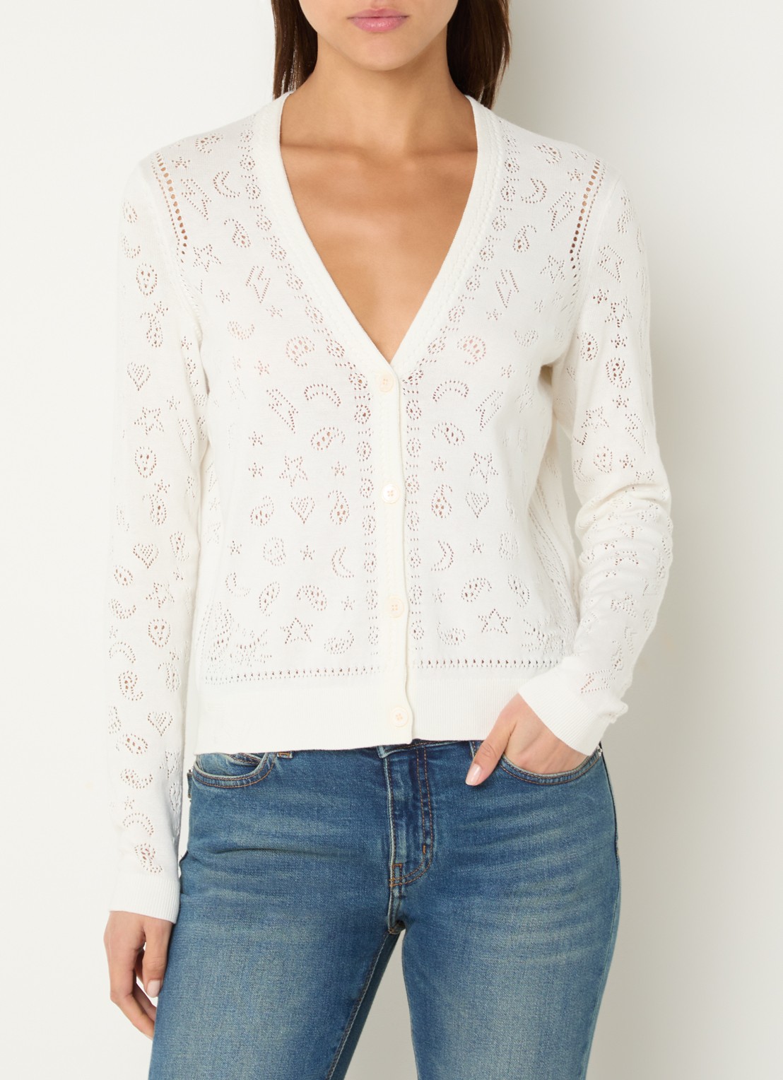 Zadig&Voltaire Manala blouse met opengewerkt dessin - detail 2 gebroken wit