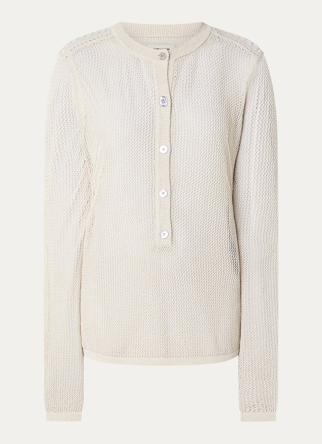 Zadig&Voltaire Mandala semi-transparante top met ronde hals - voorkant creme