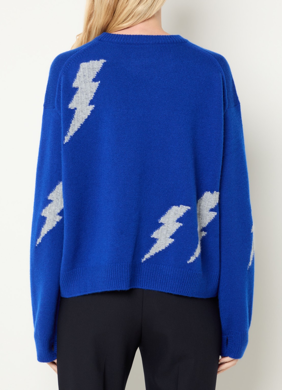 Zadig&Voltaire Markuz fijngebreide trui van kasjmier met ingebreid patroon - achterkant 2 blauw
