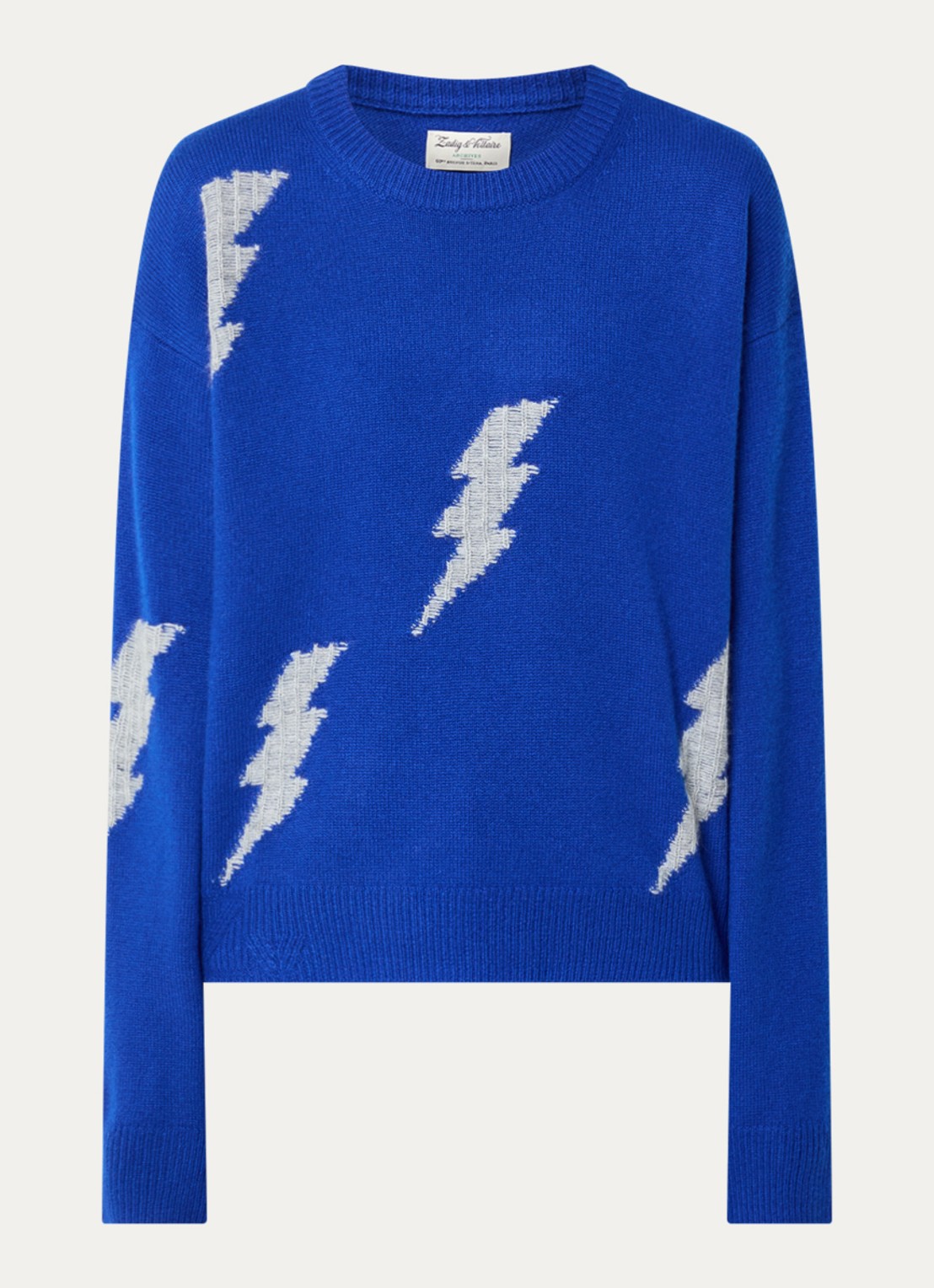 Zadig&Voltaire Markuz fijngebreide trui van kasjmier met ingebreid patroon - voorkant 3 blauw