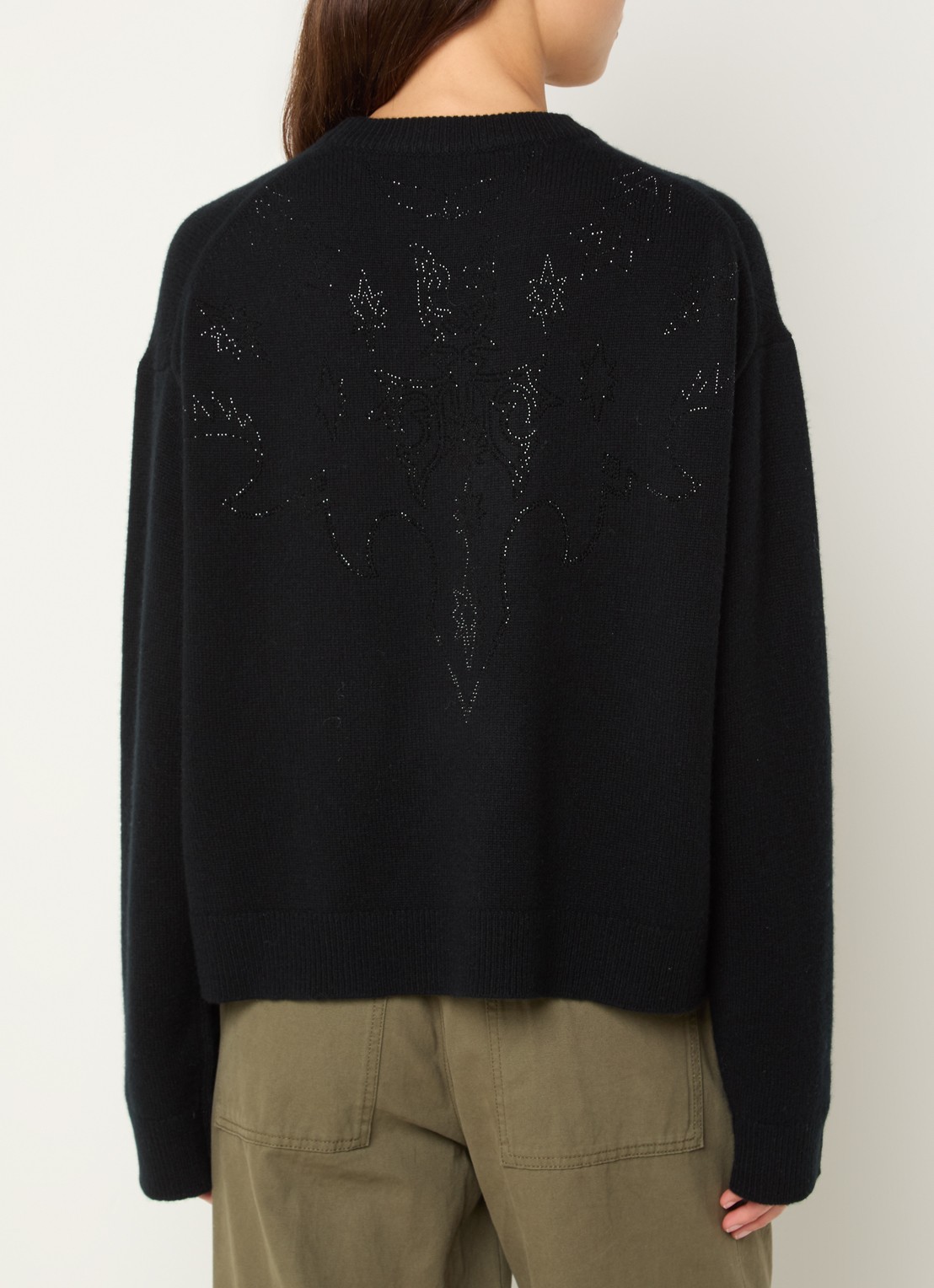 Zadig&Voltaire Markuz fijngebreide trui van kasjmier met strass - achterkant 4 zwart